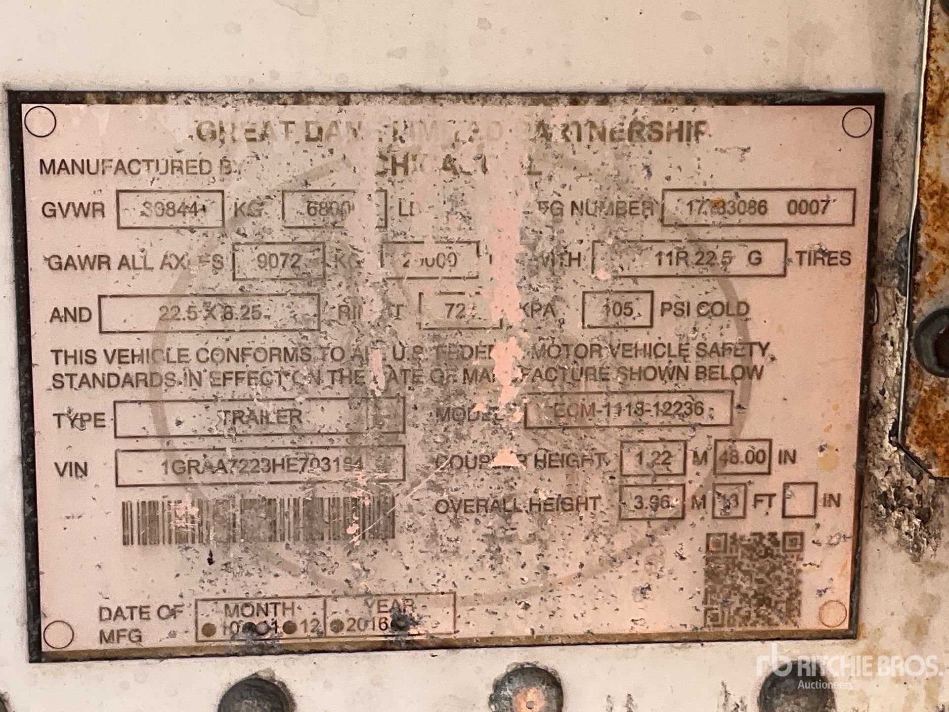 General Appearance with Serial Number / VIN