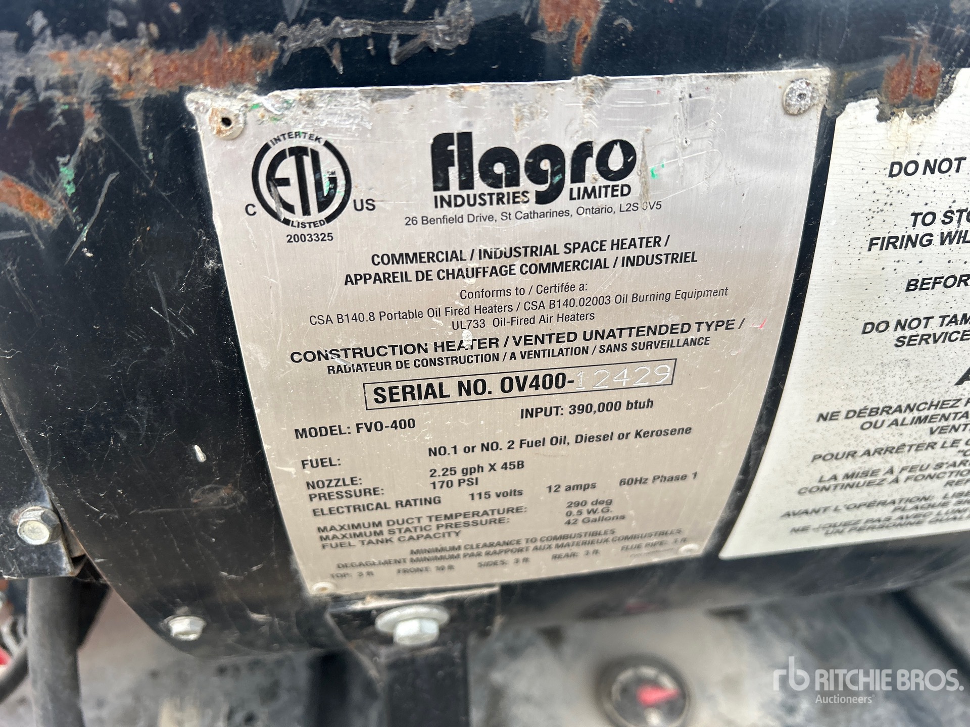 General Appearance with Serial Number / VIN