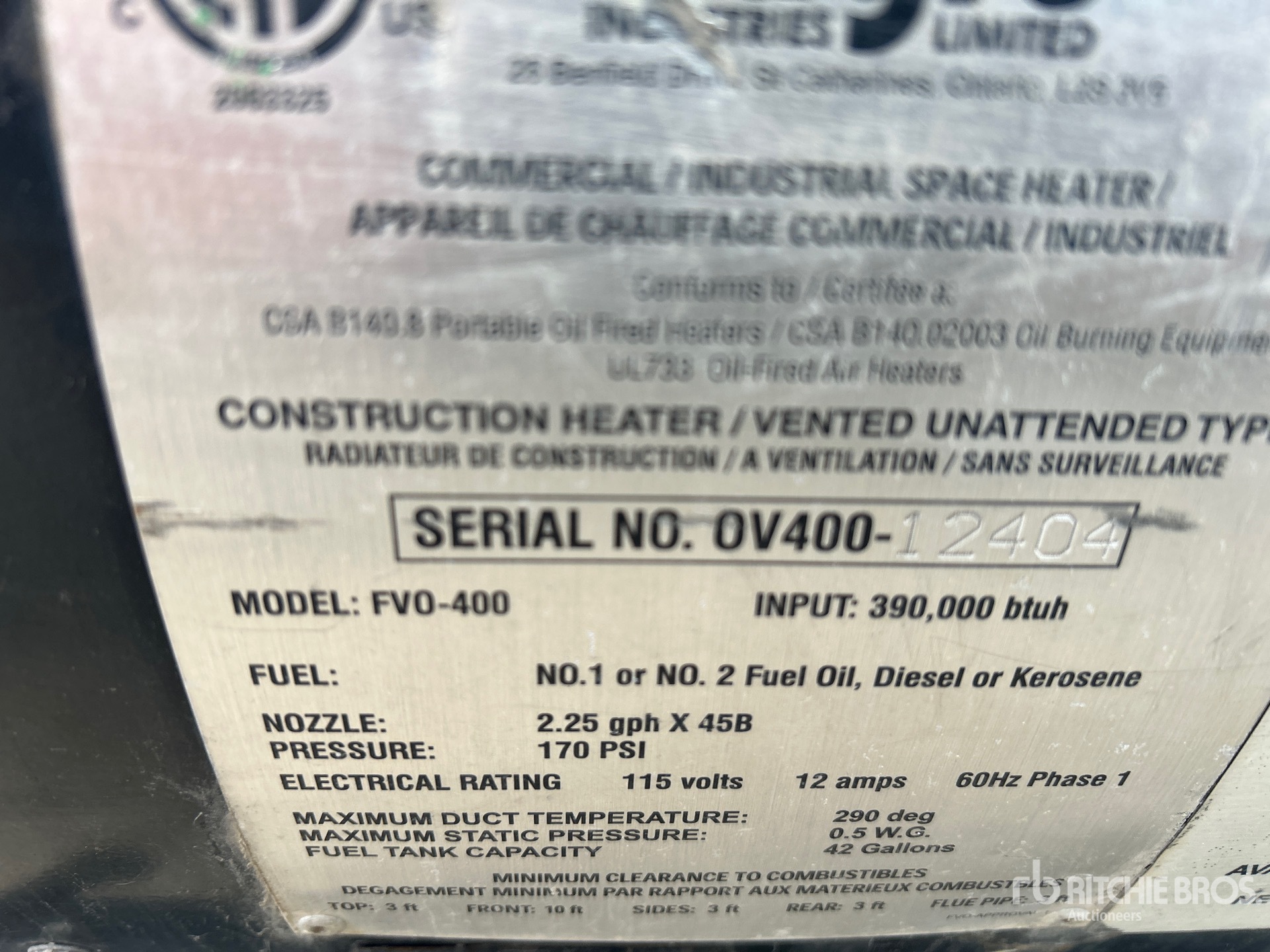 General Appearance with Serial Number / VIN