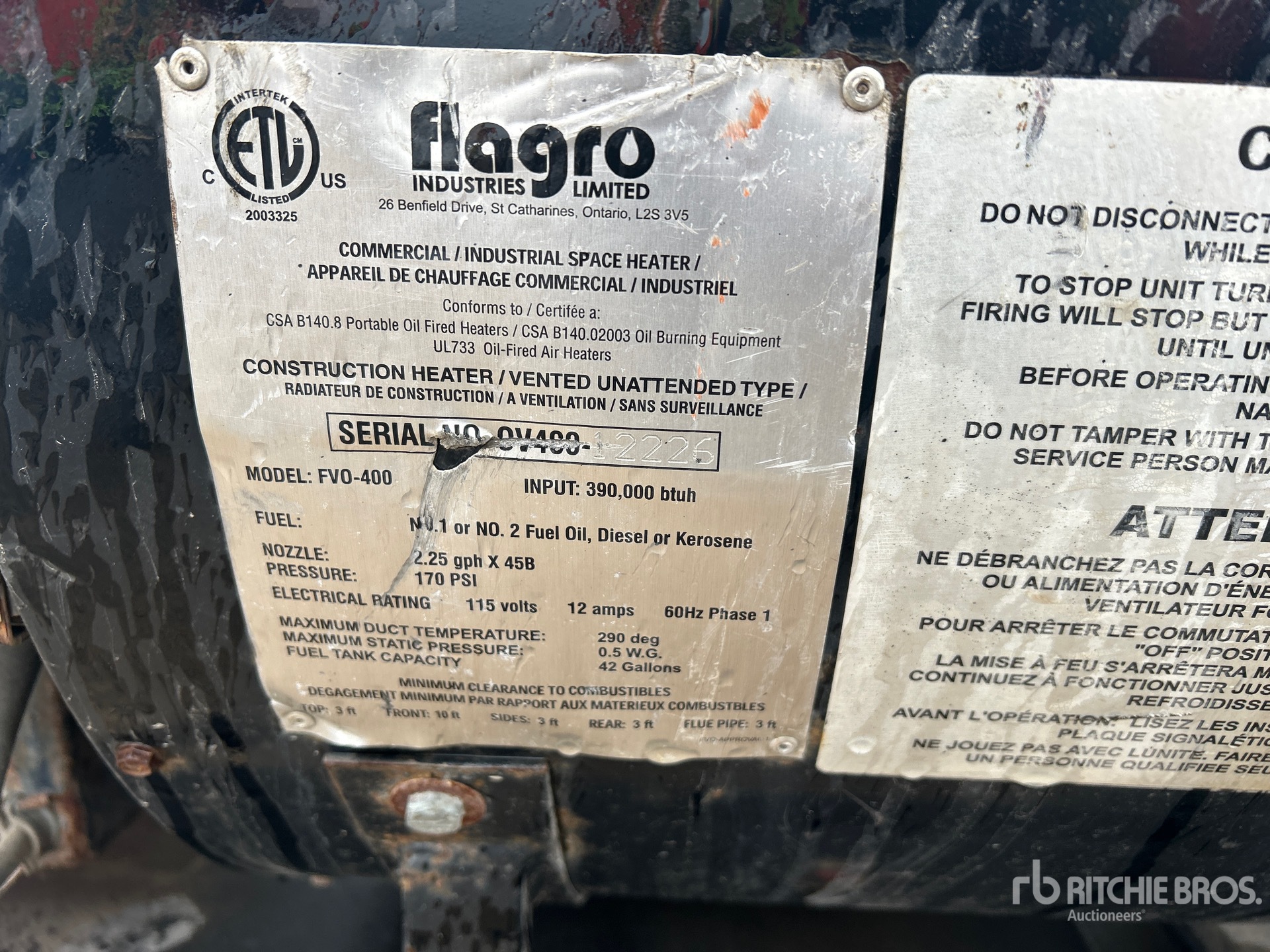 General Appearance with Serial Number / VIN
