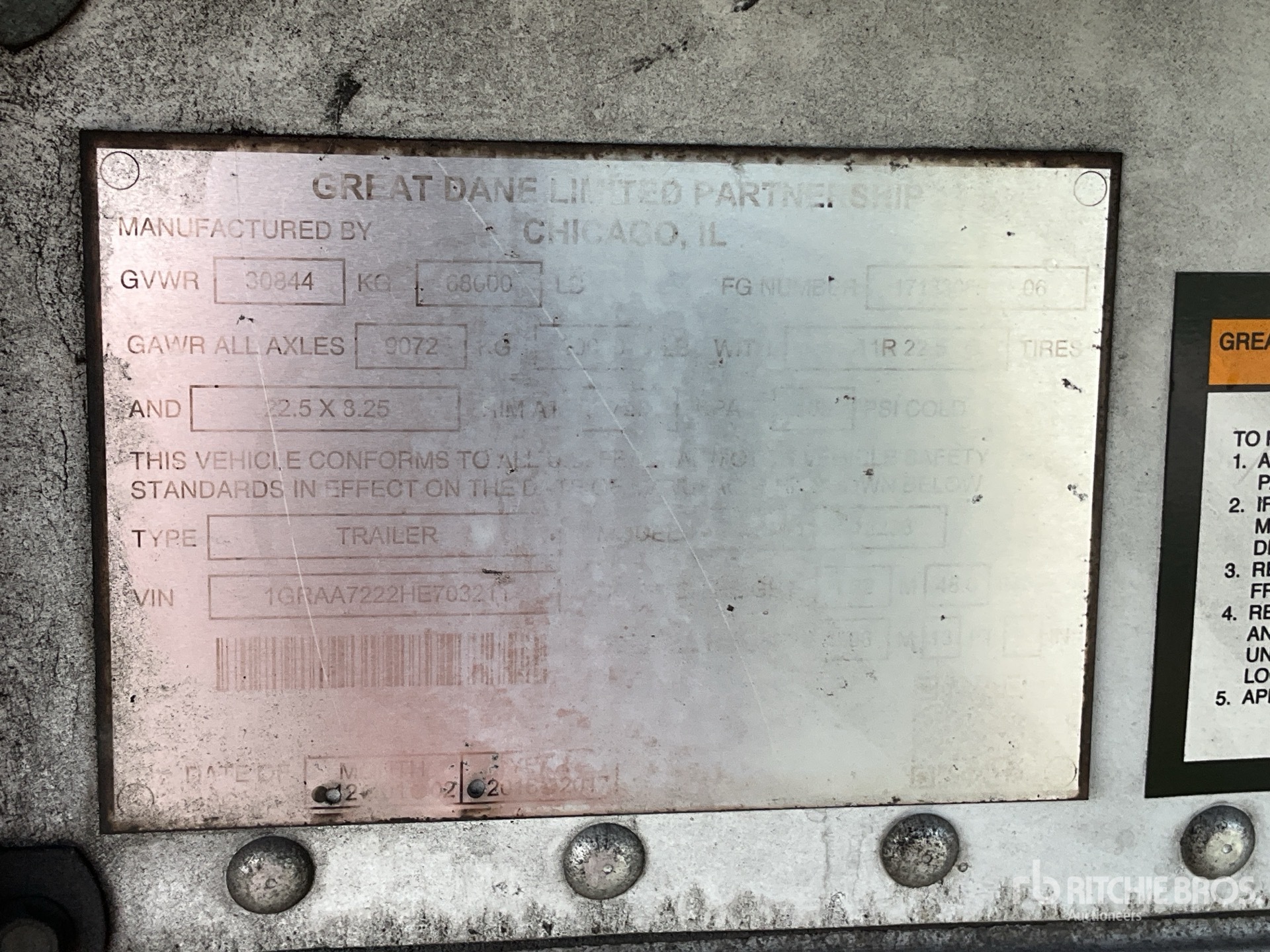 General Appearance with Serial Number / VIN