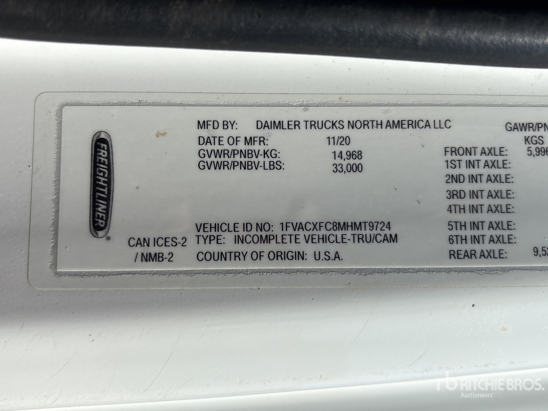 General Appearance with Serial Number / VIN
