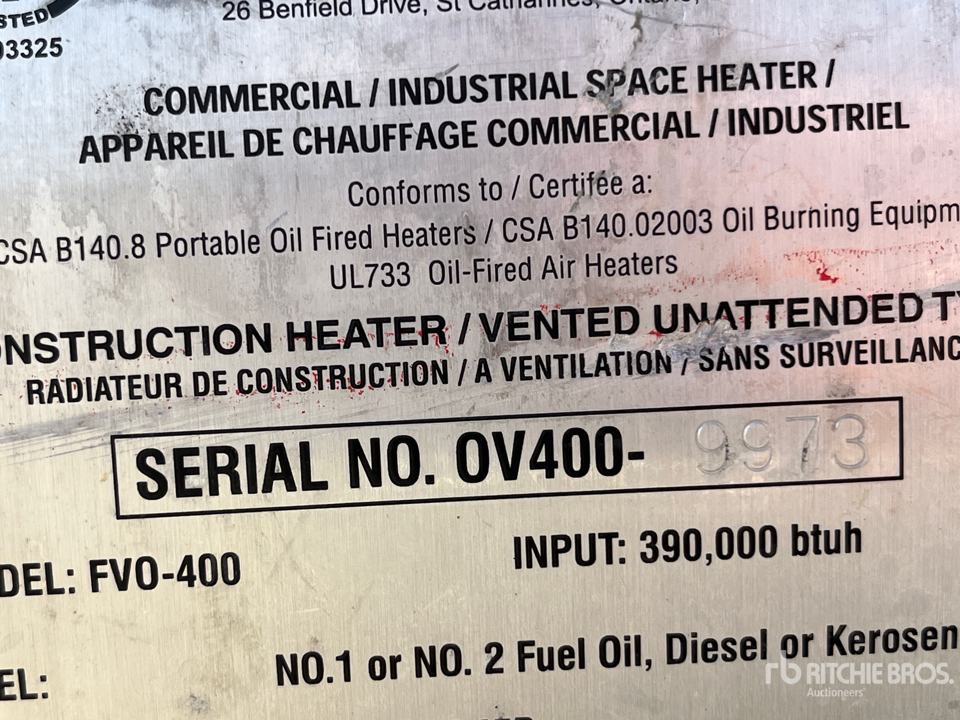 General Appearance with Serial Number / VIN