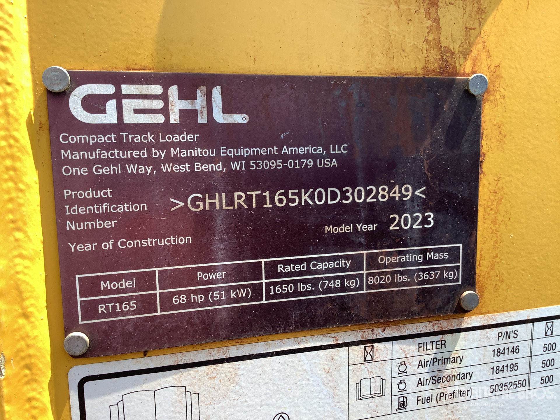 General Appearance with Serial Number / VIN