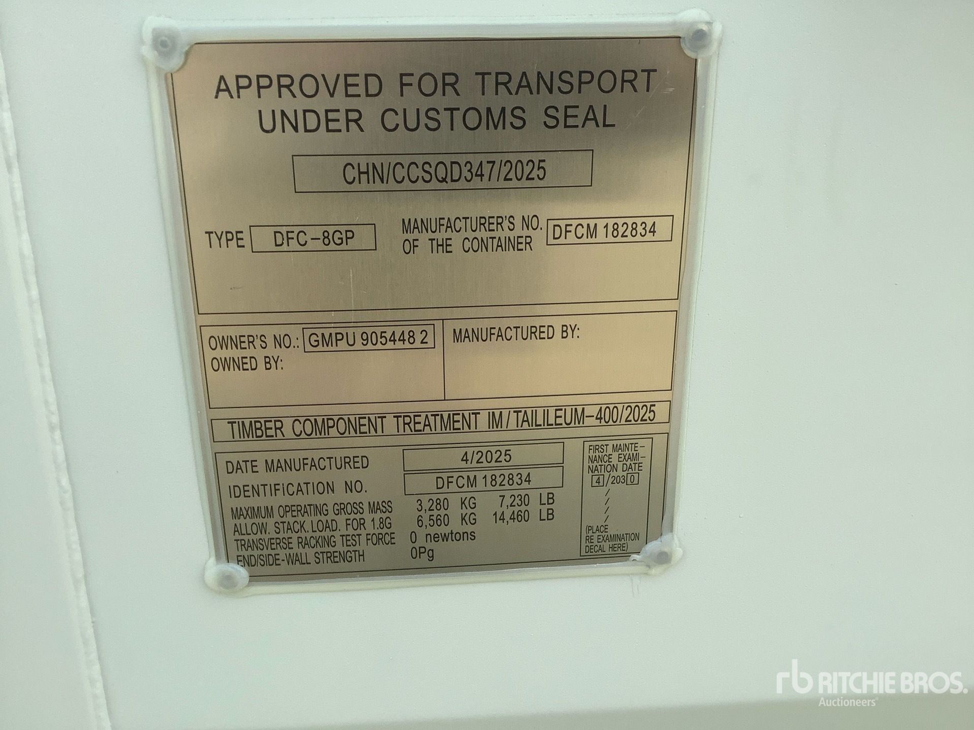 General Appearance with Serial Number / VIN