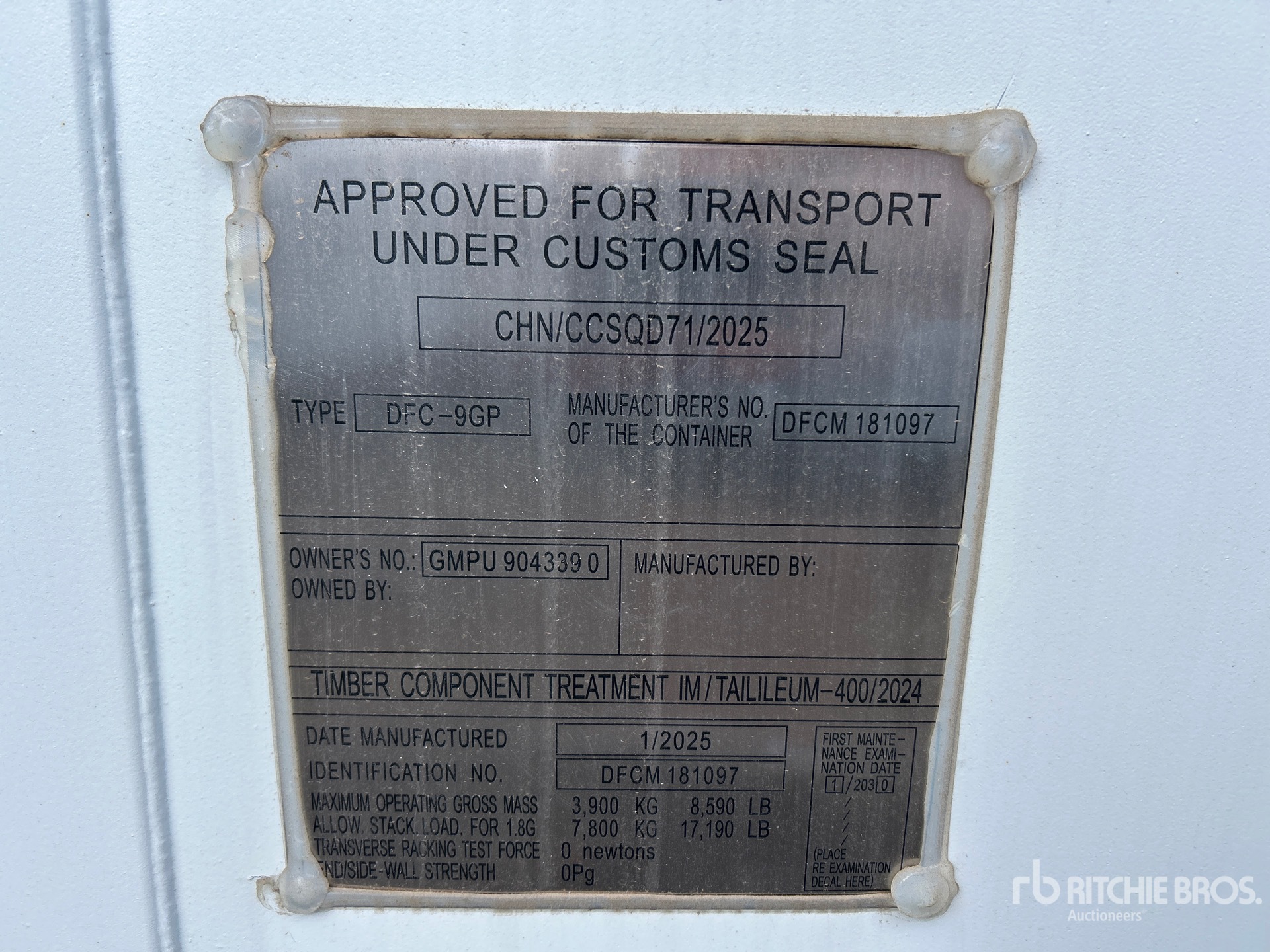 General Appearance with Serial Number / VIN