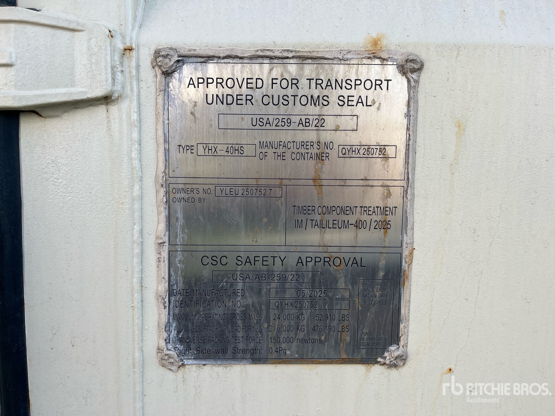 General Appearance with Serial Number / VIN
