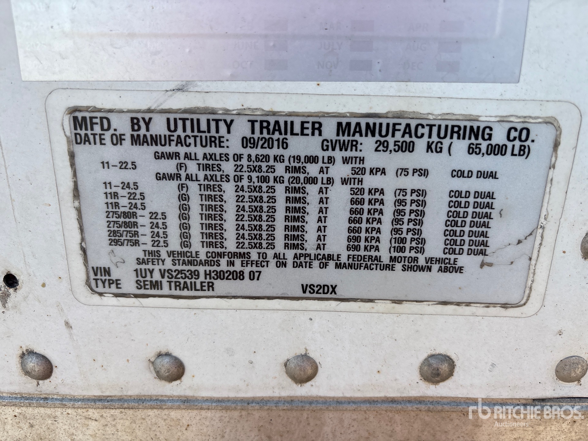 General Appearance with Serial Number / VIN