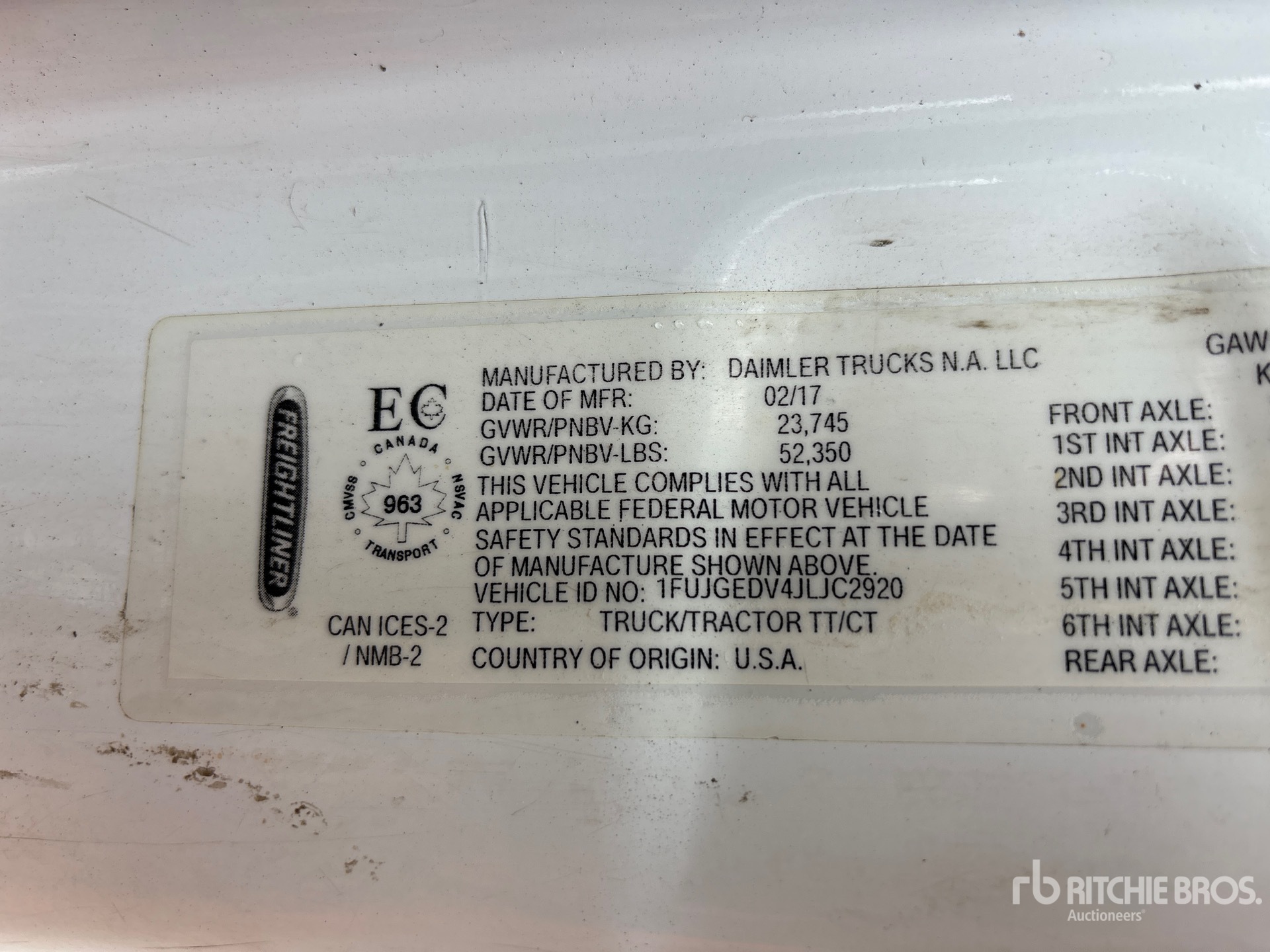 General Appearance with Serial Number / VIN