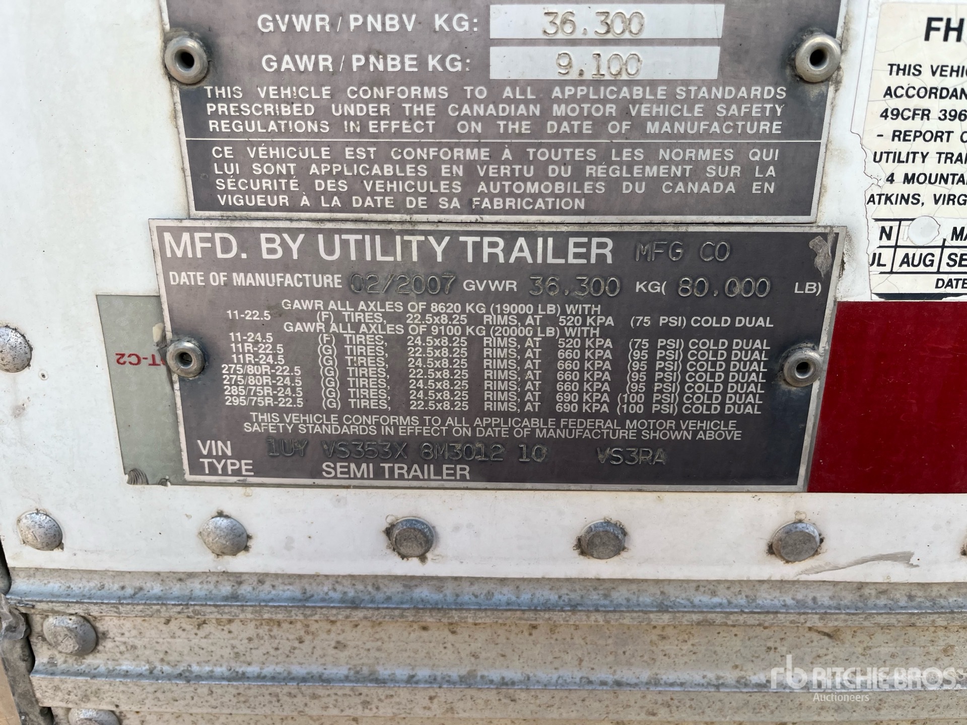 General Appearance with Serial Number / VIN