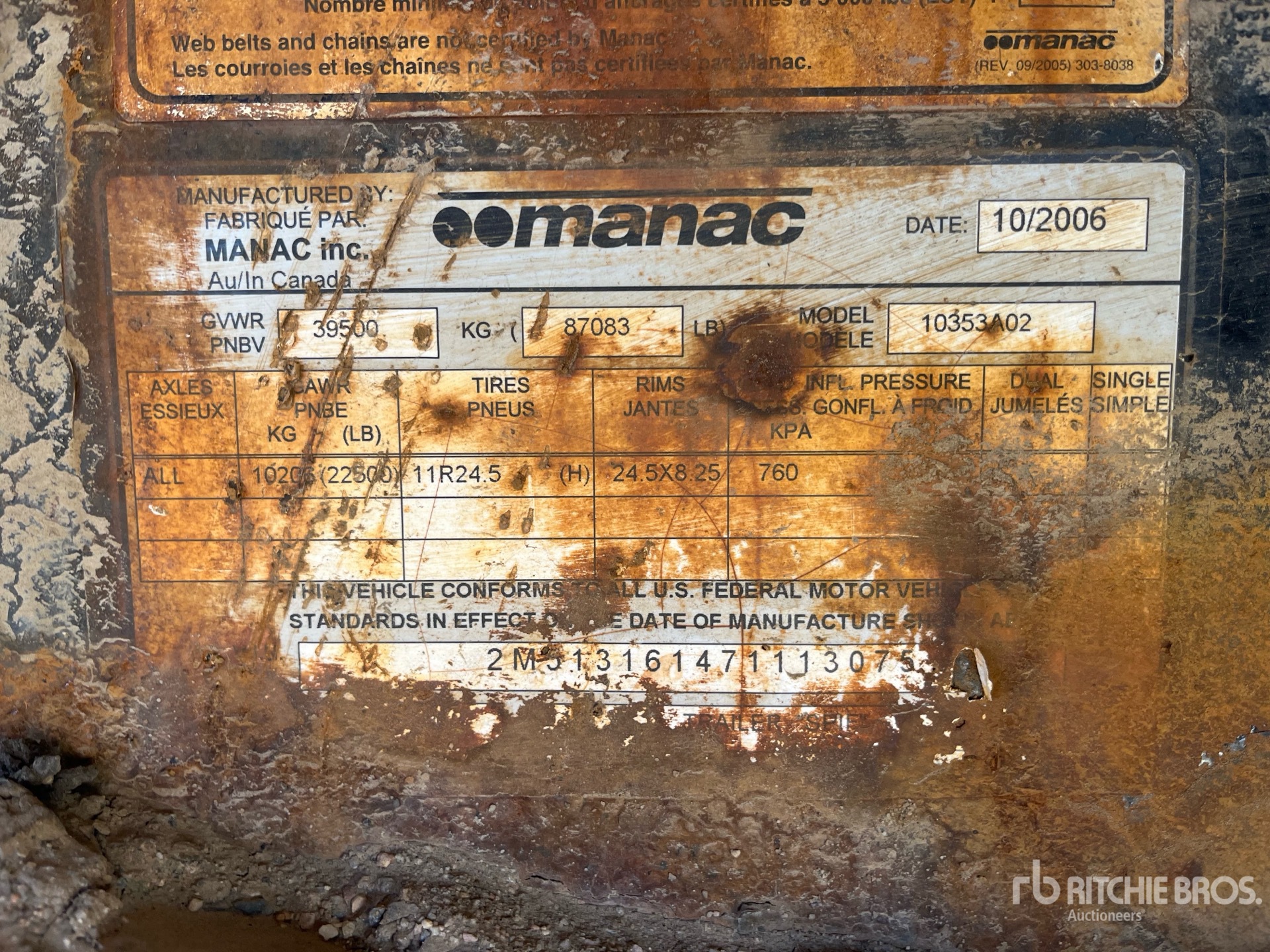General Appearance with Serial Number / VIN