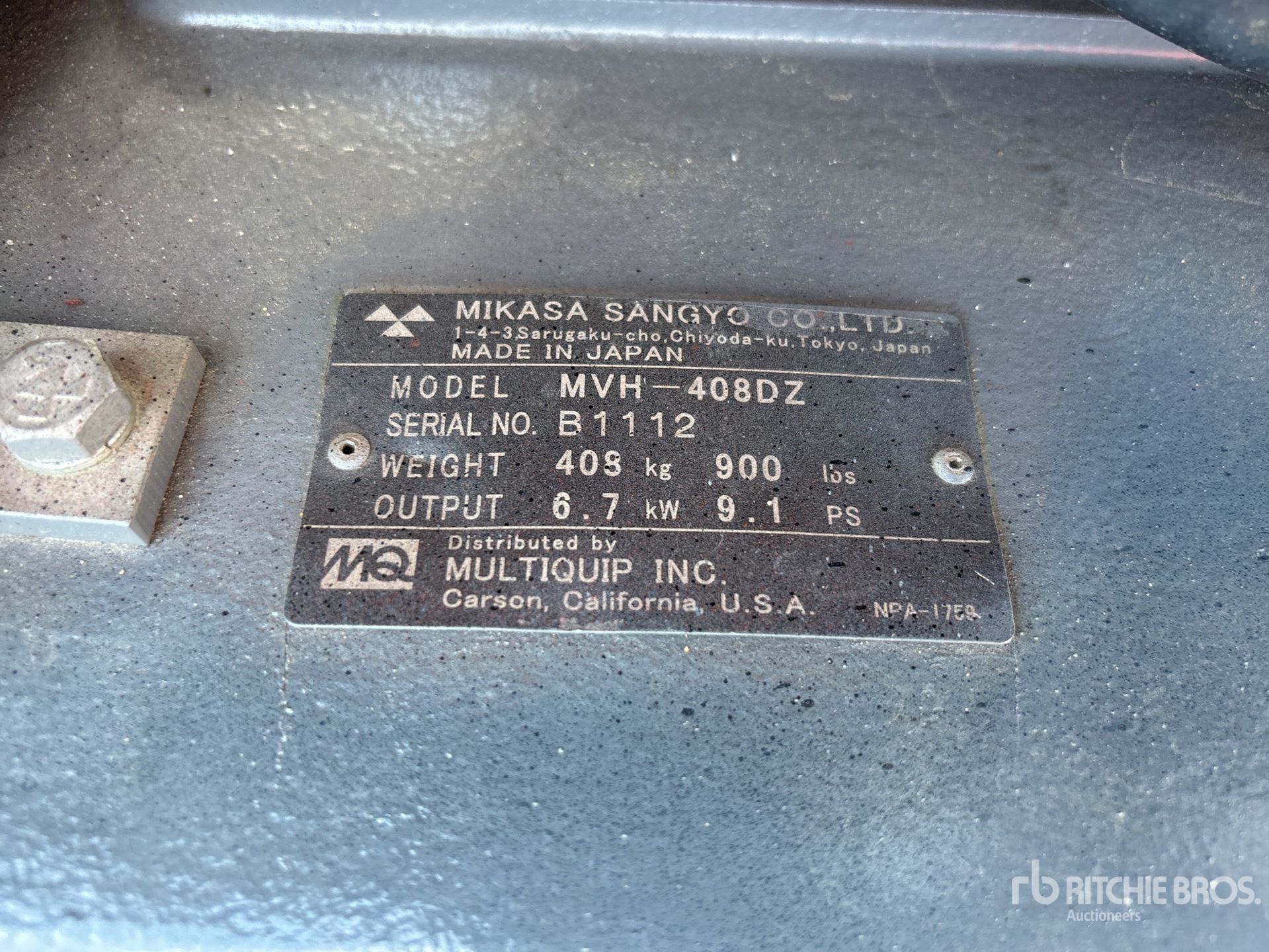General Appearance with Serial Number / VIN