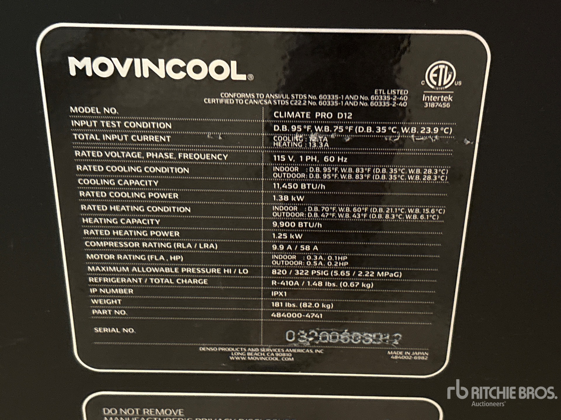 General Appearance with Serial Number / VIN