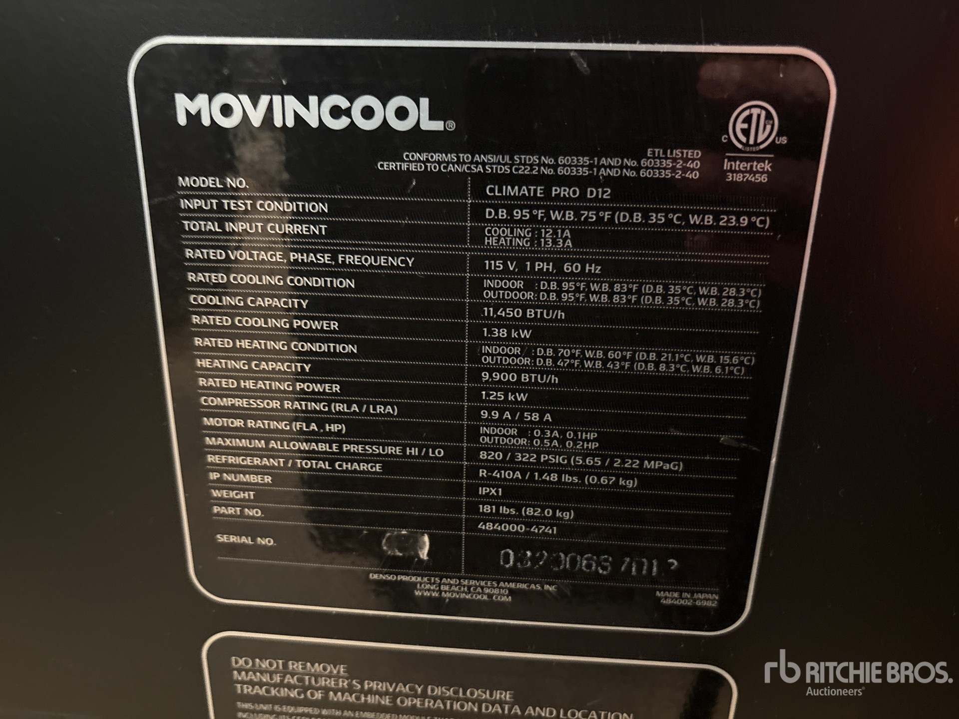 General Appearance with Serial Number / VIN