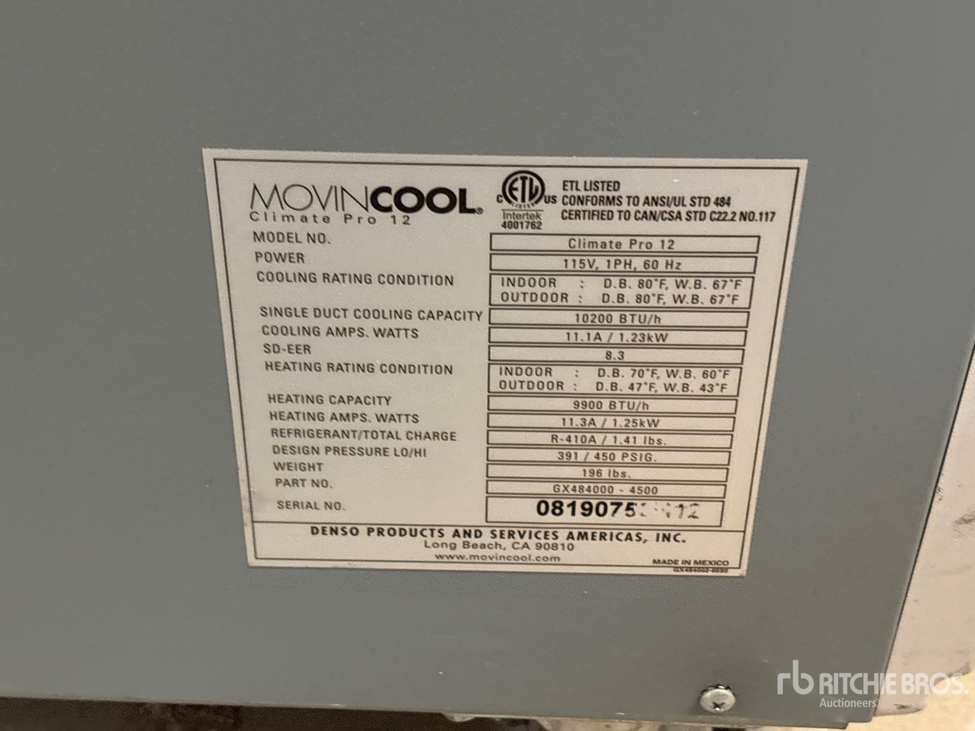 General Appearance with Serial Number / VIN
