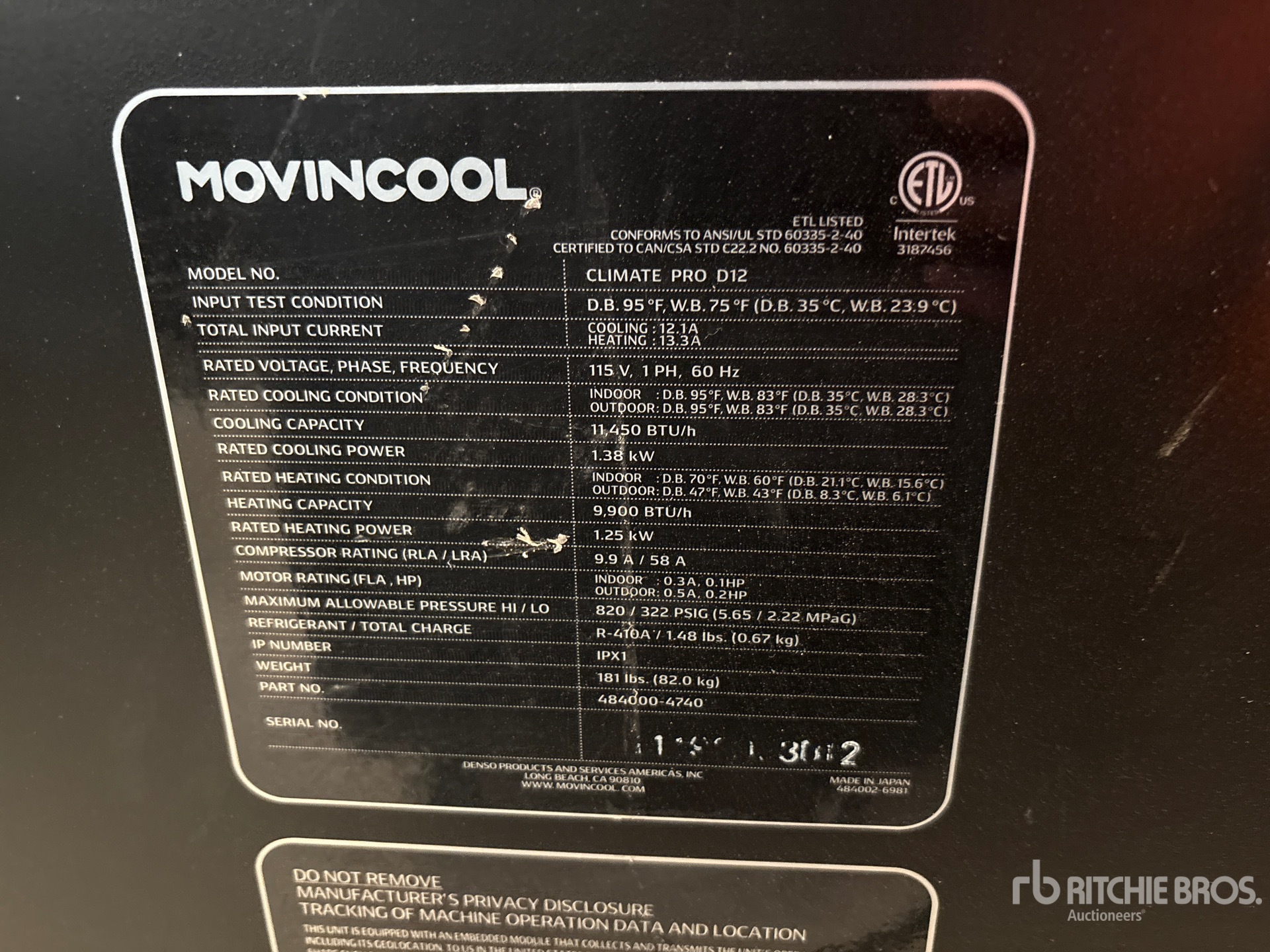 General Appearance with Serial Number / VIN