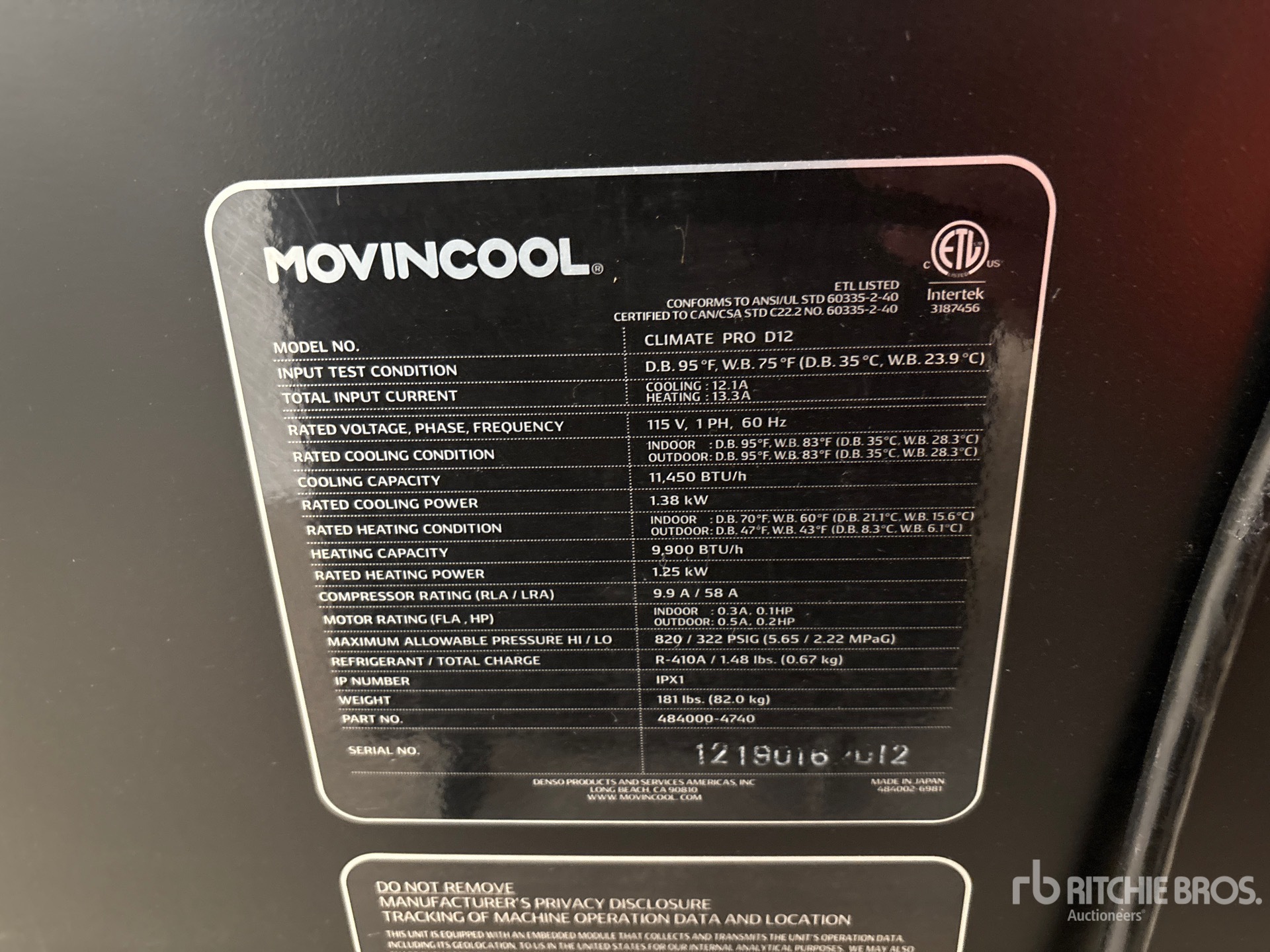 General Appearance with Serial Number / VIN