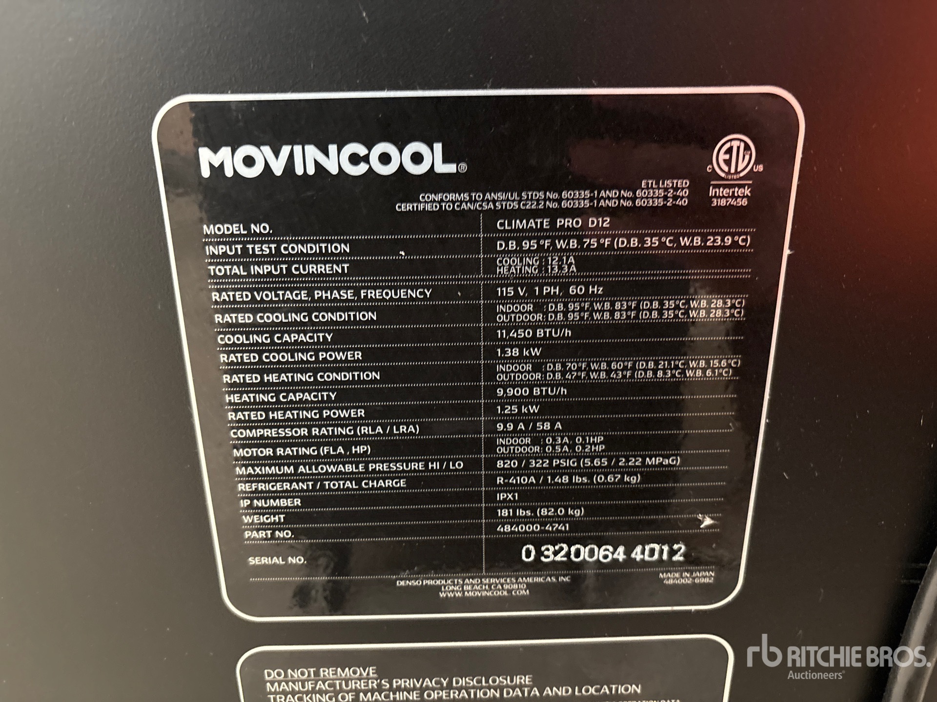 General Appearance with Serial Number / VIN