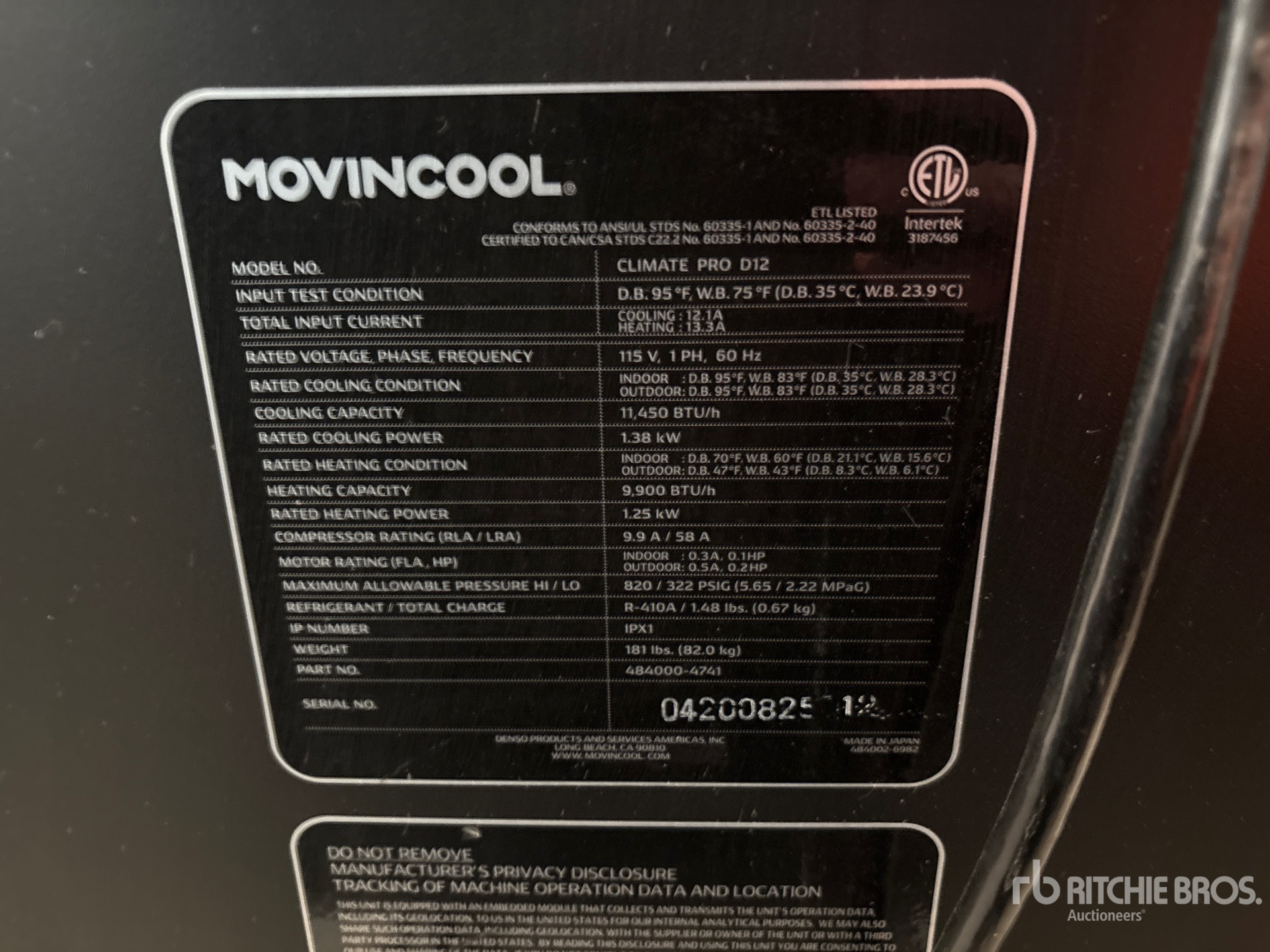 General Appearance with Serial Number / VIN