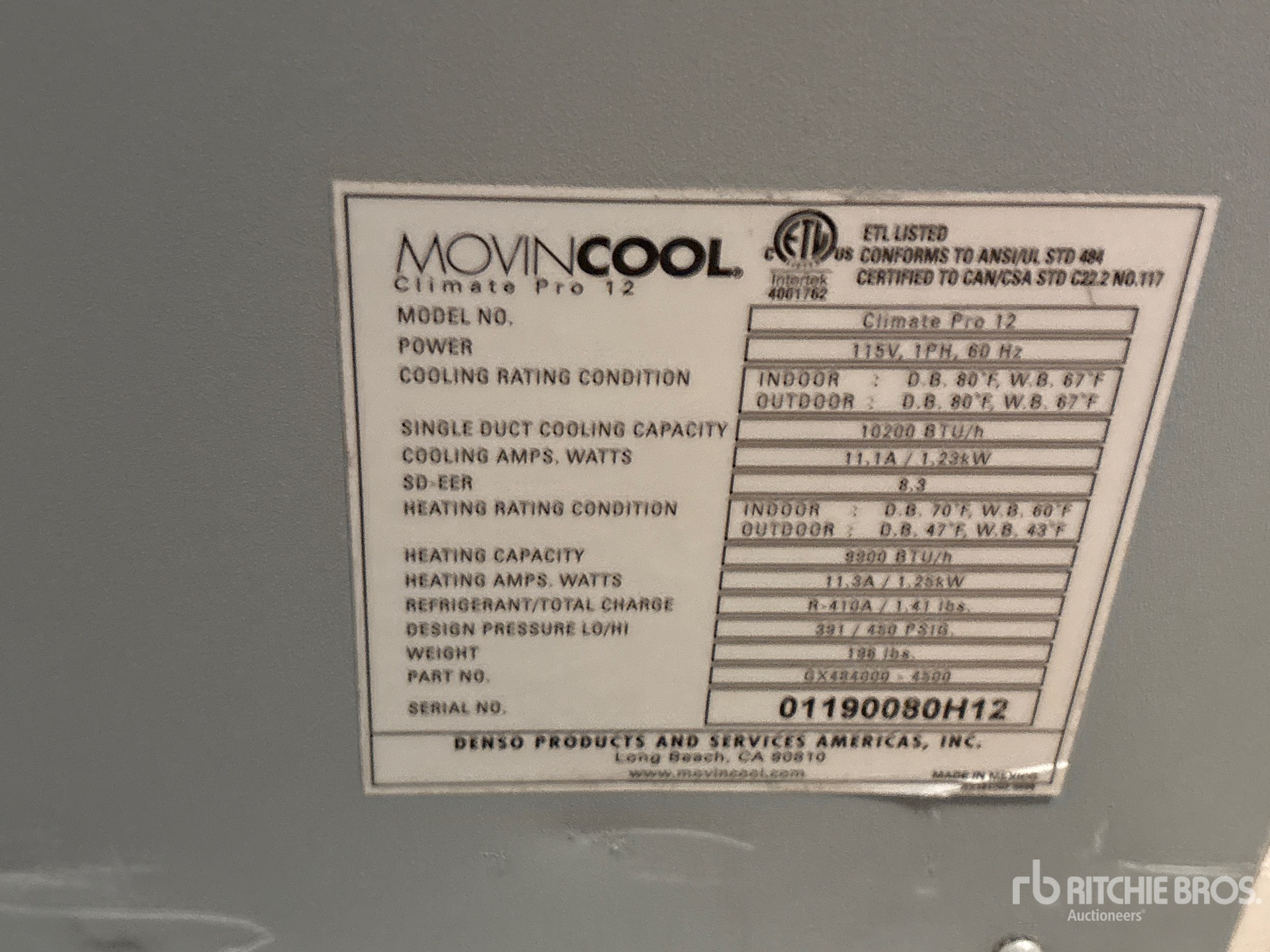 General Appearance with Serial Number / VIN