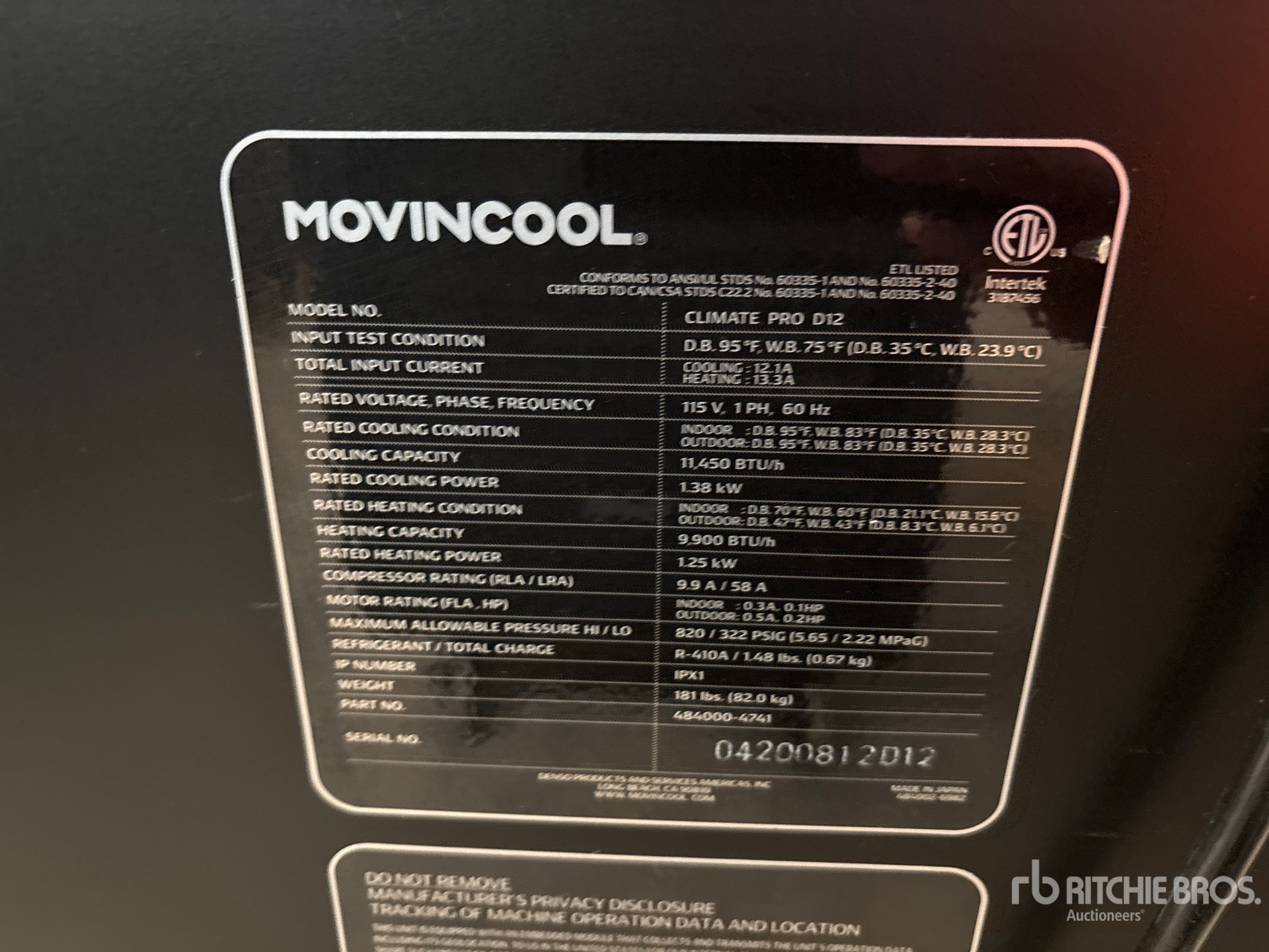 General Appearance with Serial Number / VIN