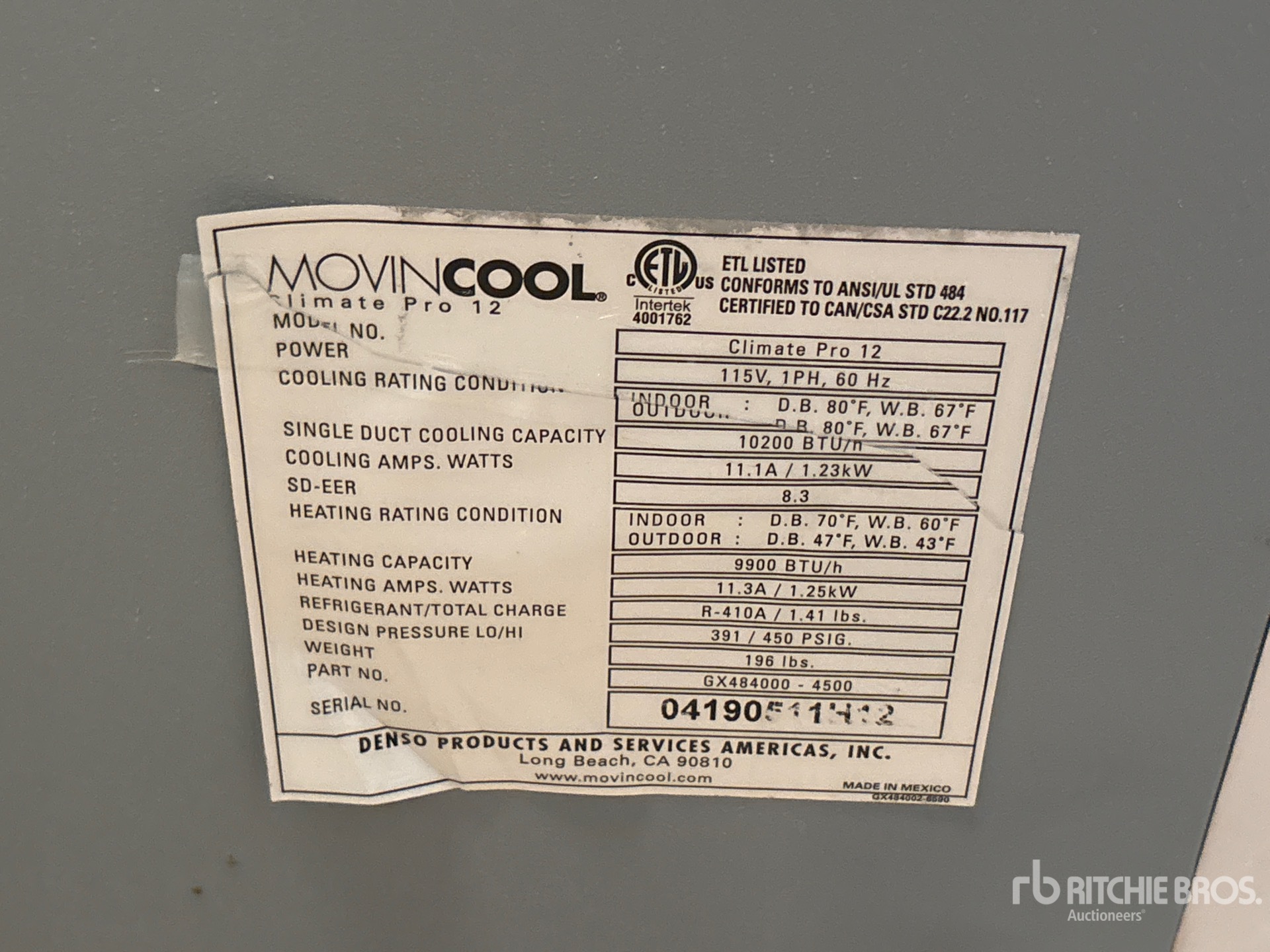 General Appearance with Serial Number / VIN