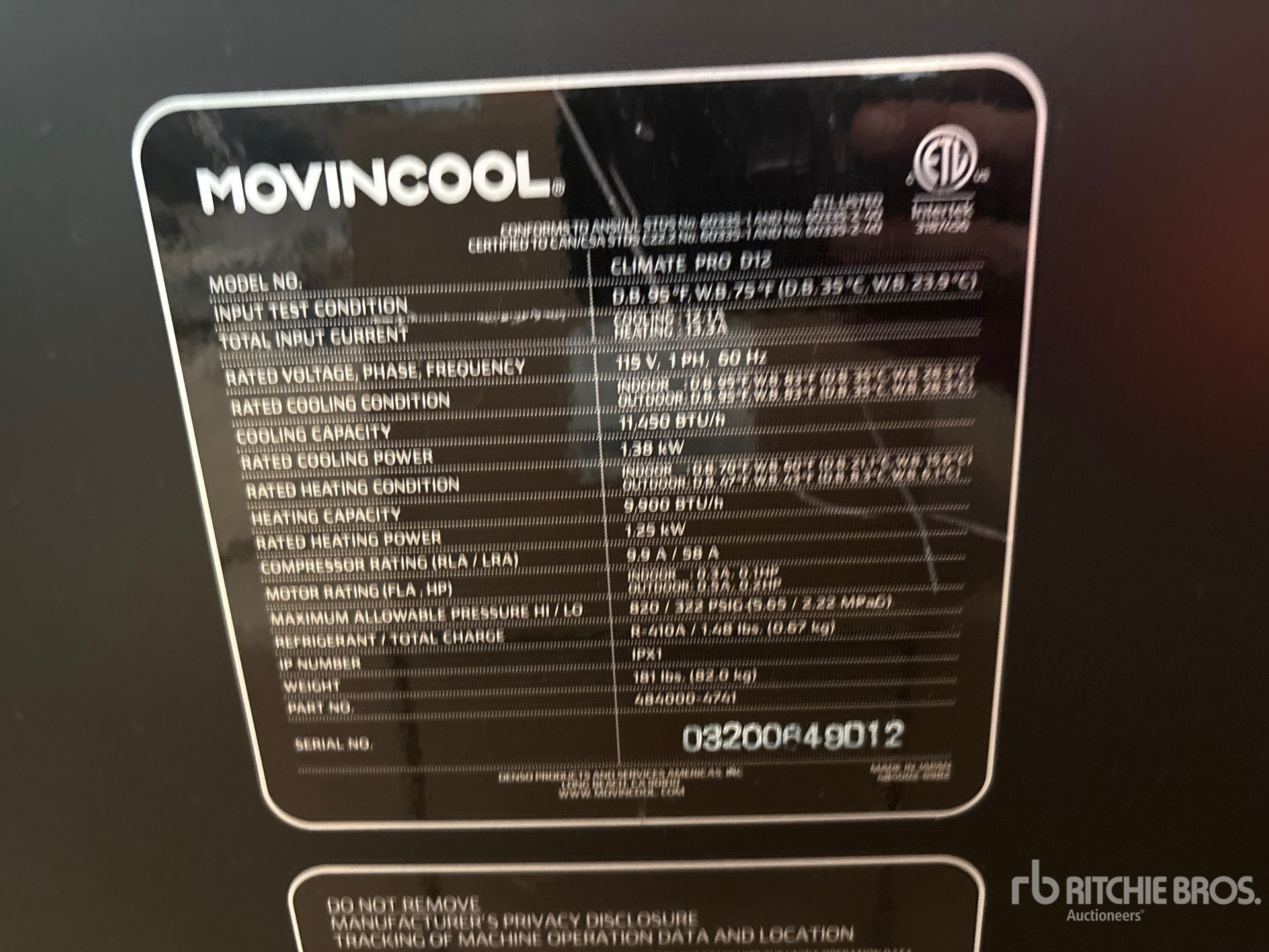 General Appearance with Serial Number / VIN