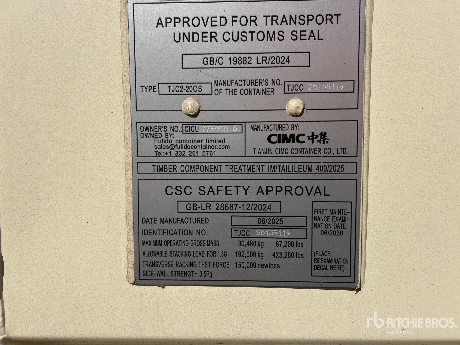 General Appearance with Serial Number / VIN