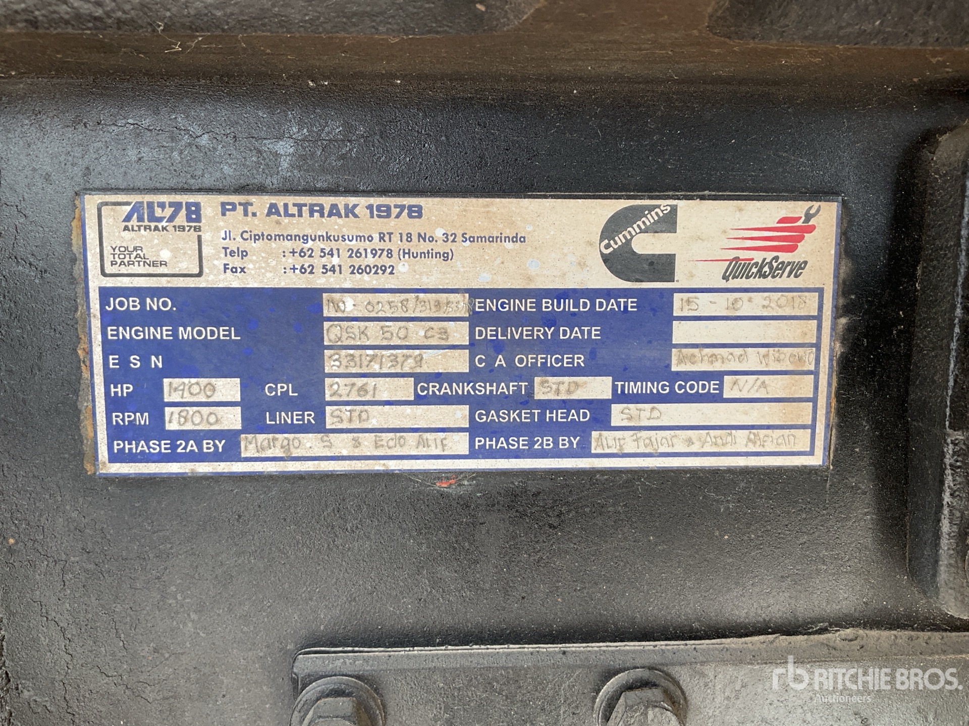 General Appearance with Serial Number / VIN