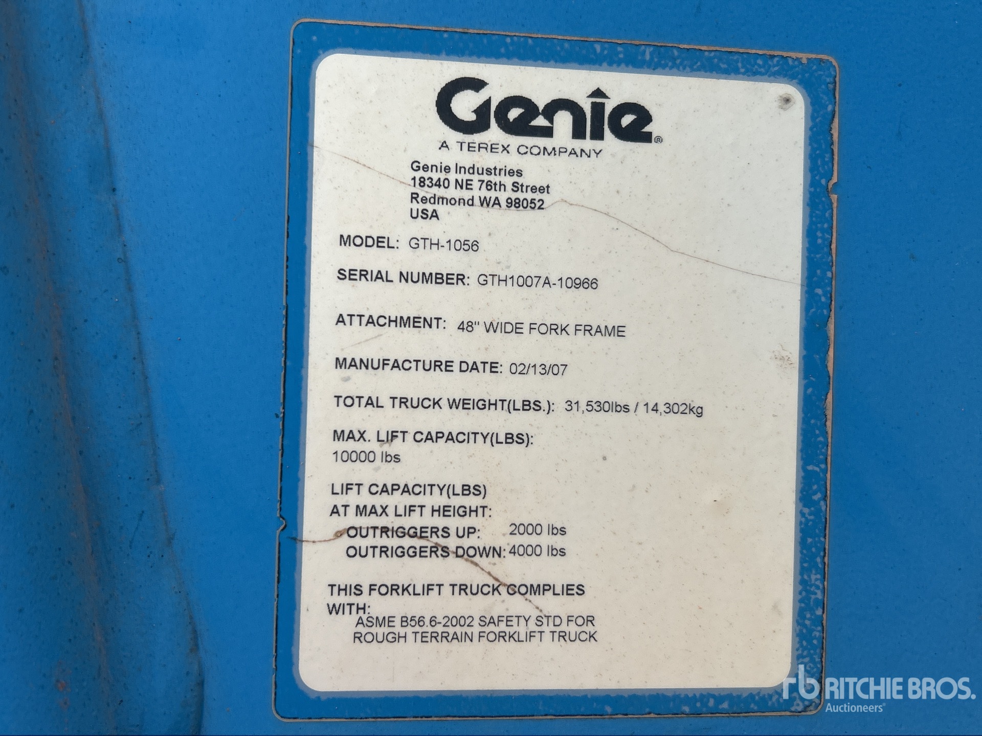 General Appearance with Serial Number / VIN