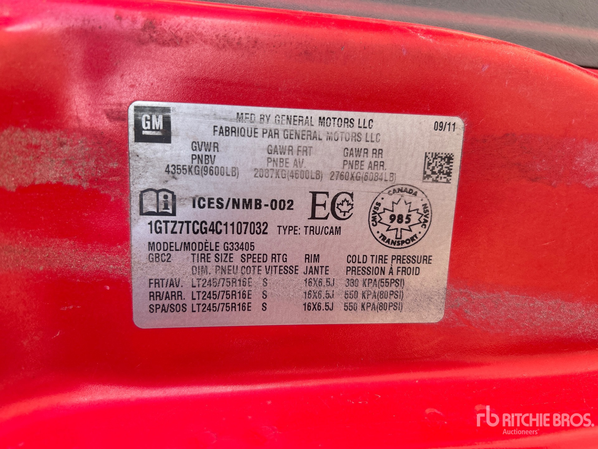 General Appearance with Serial Number / VIN