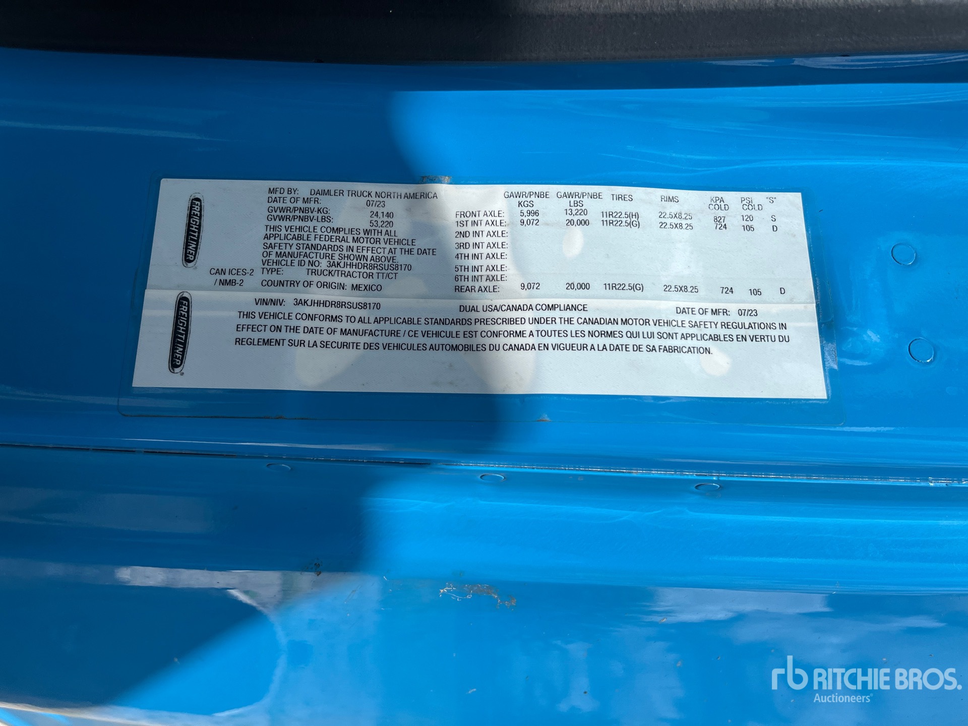 General Appearance with Serial Number / VIN