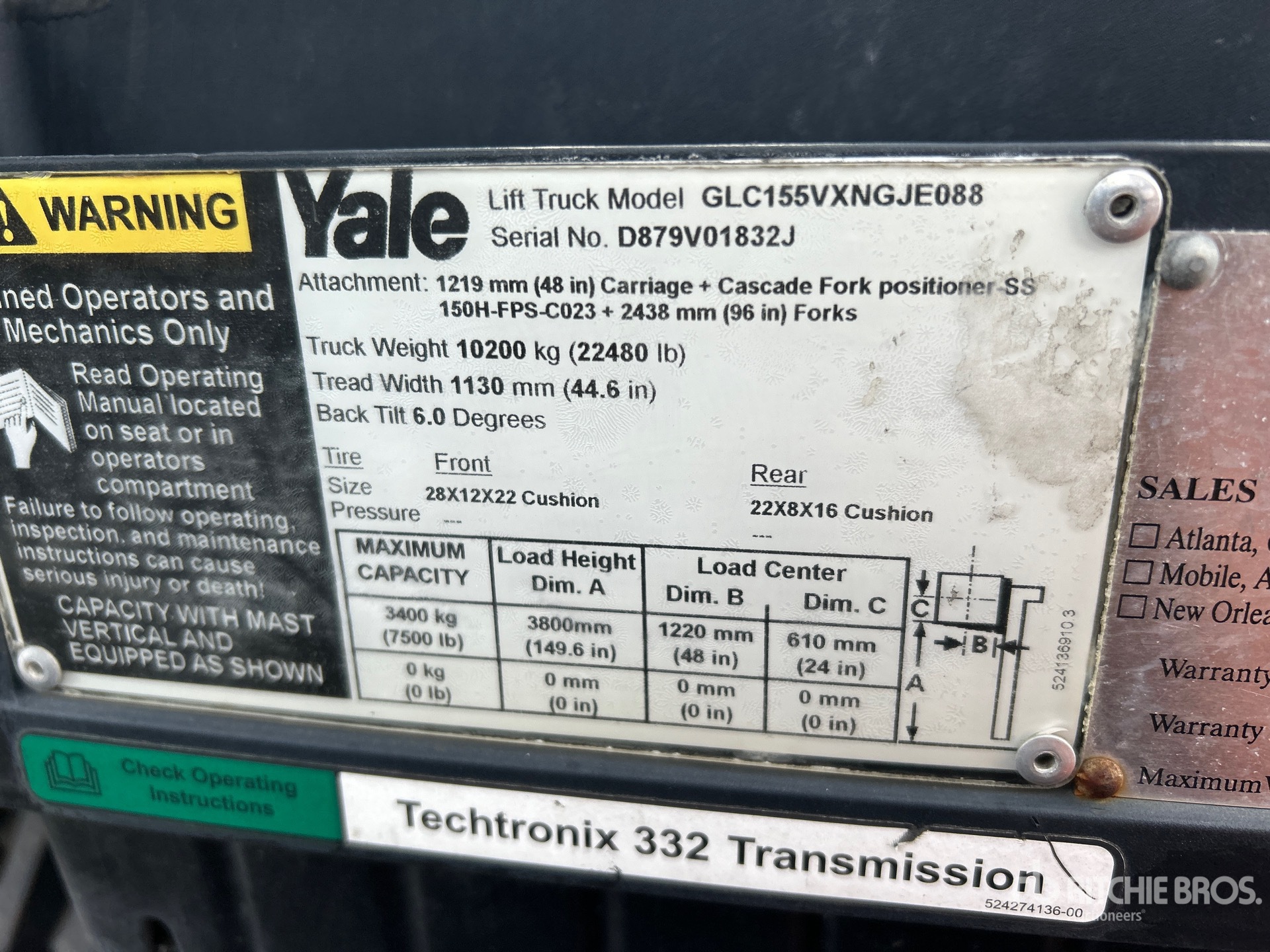 General Appearance with Serial Number / VIN