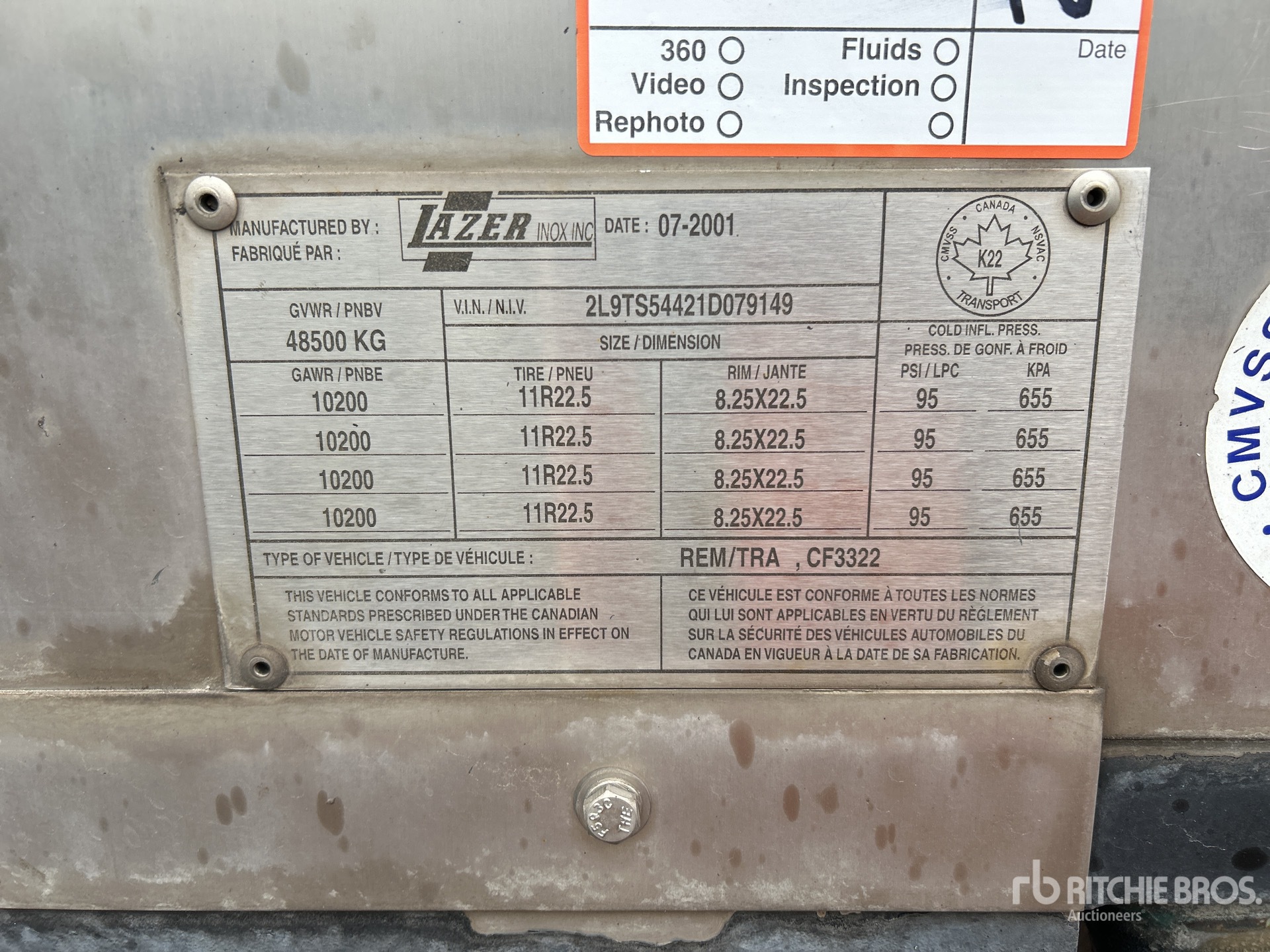 General Appearance with Serial Number / VIN