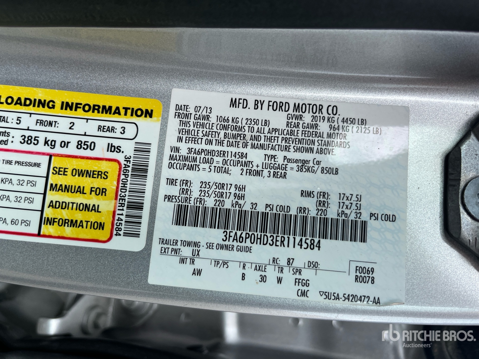 General Appearance with Serial Number / VIN
