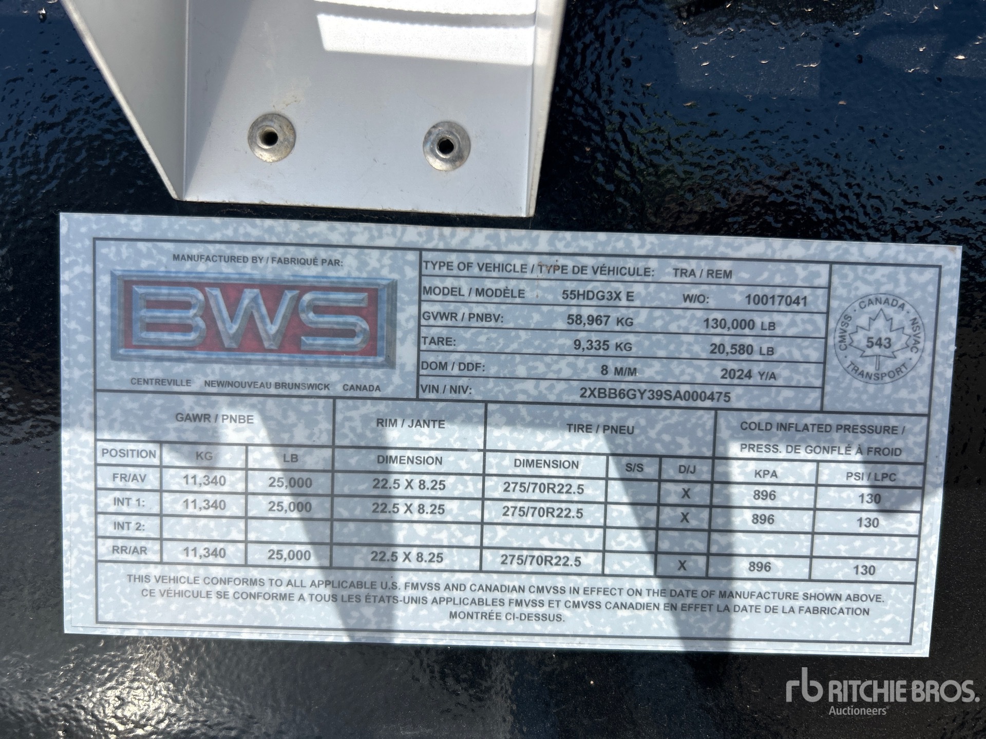 General Appearance with Serial Number / VIN