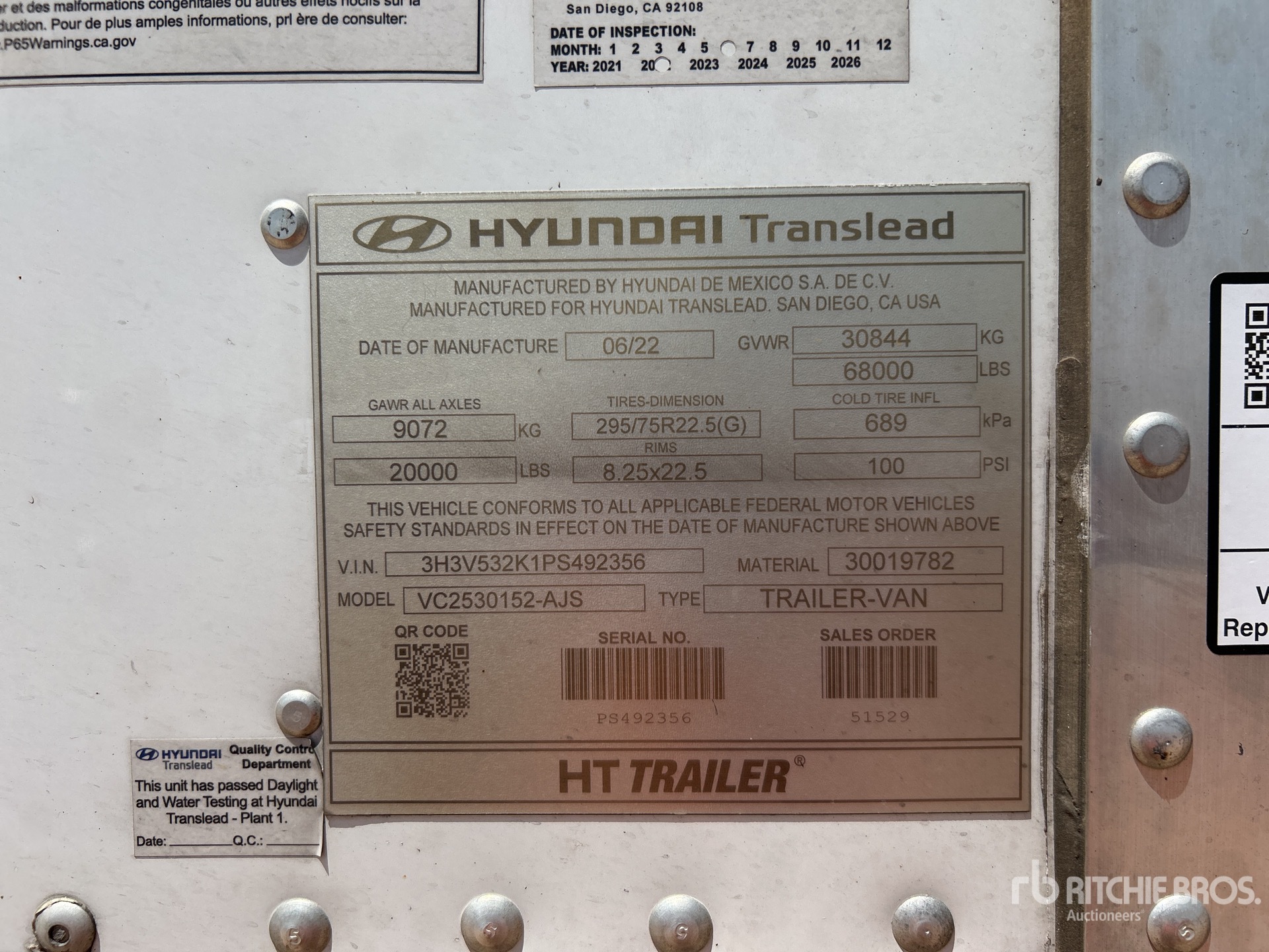 General Appearance with Serial Number / VIN