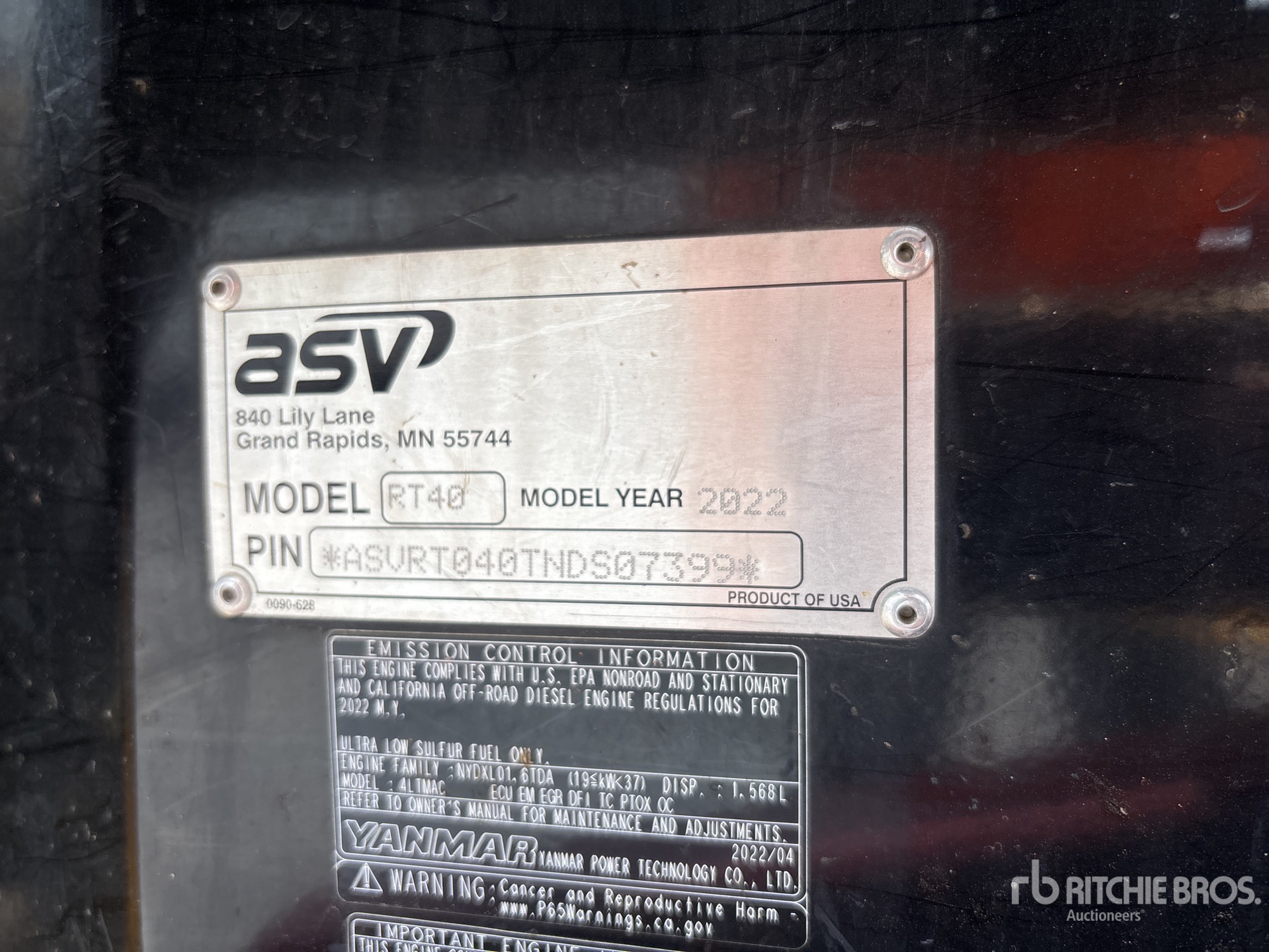 General Appearance with Serial Number / VIN