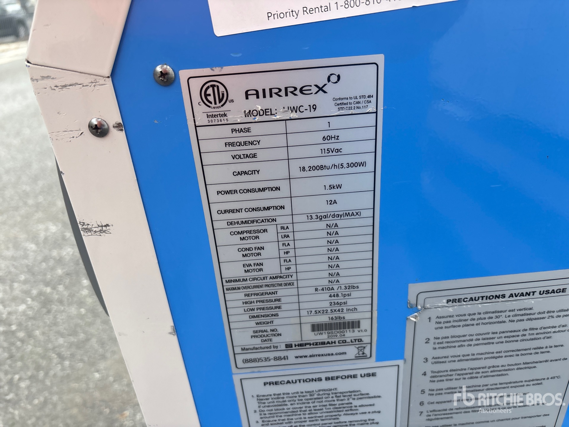 General Appearance with Serial Number / VIN