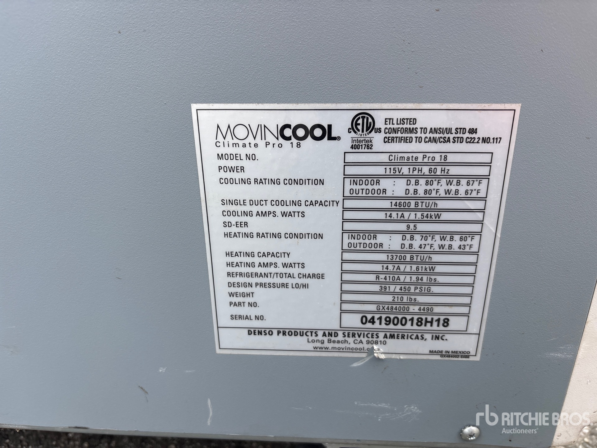 General Appearance with Serial Number / VIN