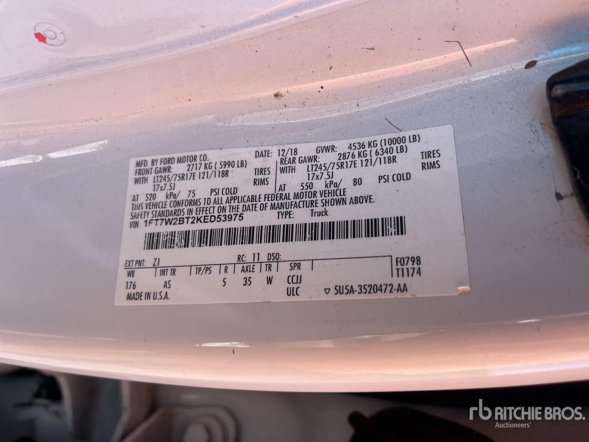General Appearance with Serial Number / VIN