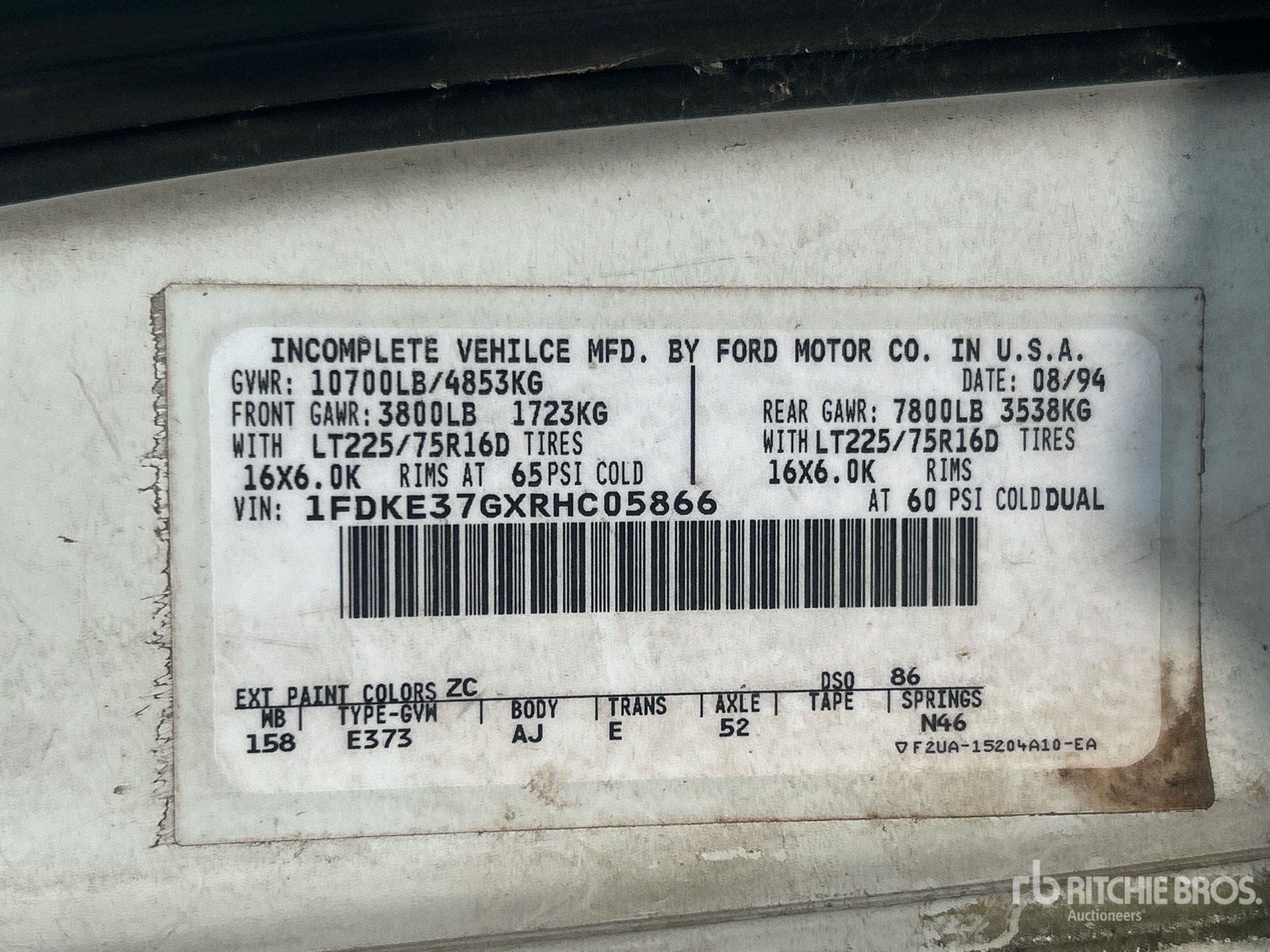 General Appearance with Serial Number / VIN