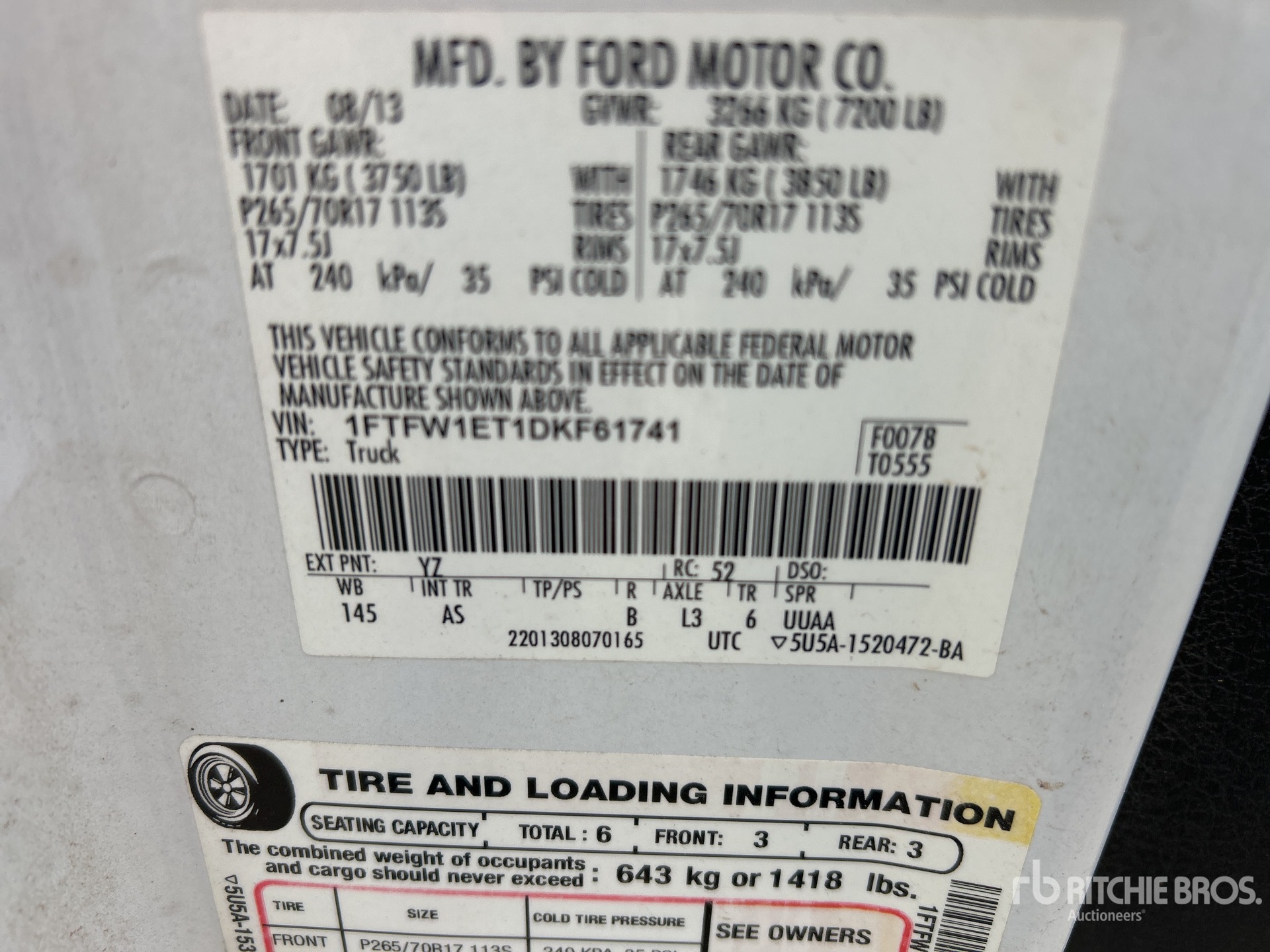 General Appearance with Serial Number / VIN