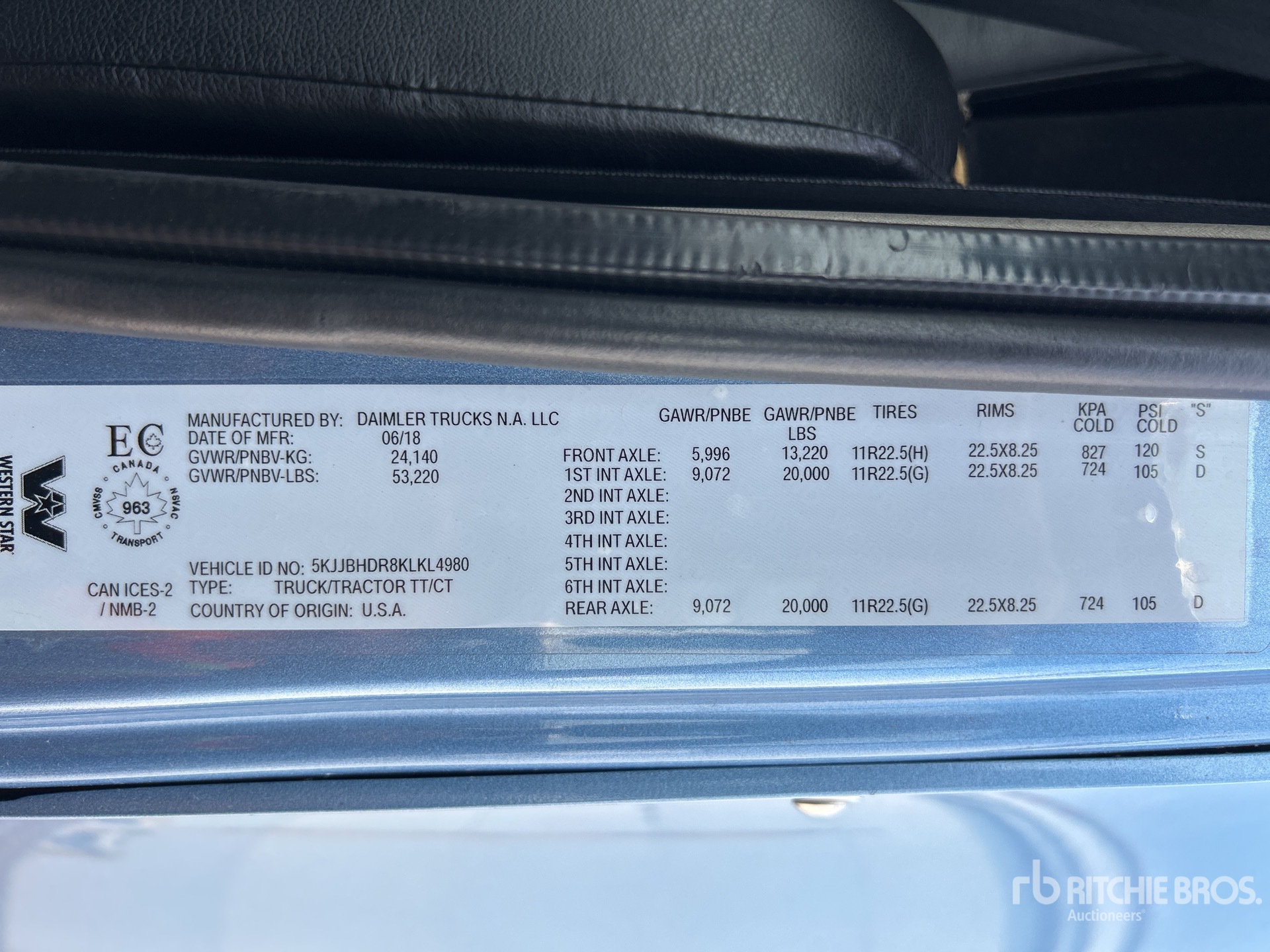 General Appearance with Serial Number / VIN