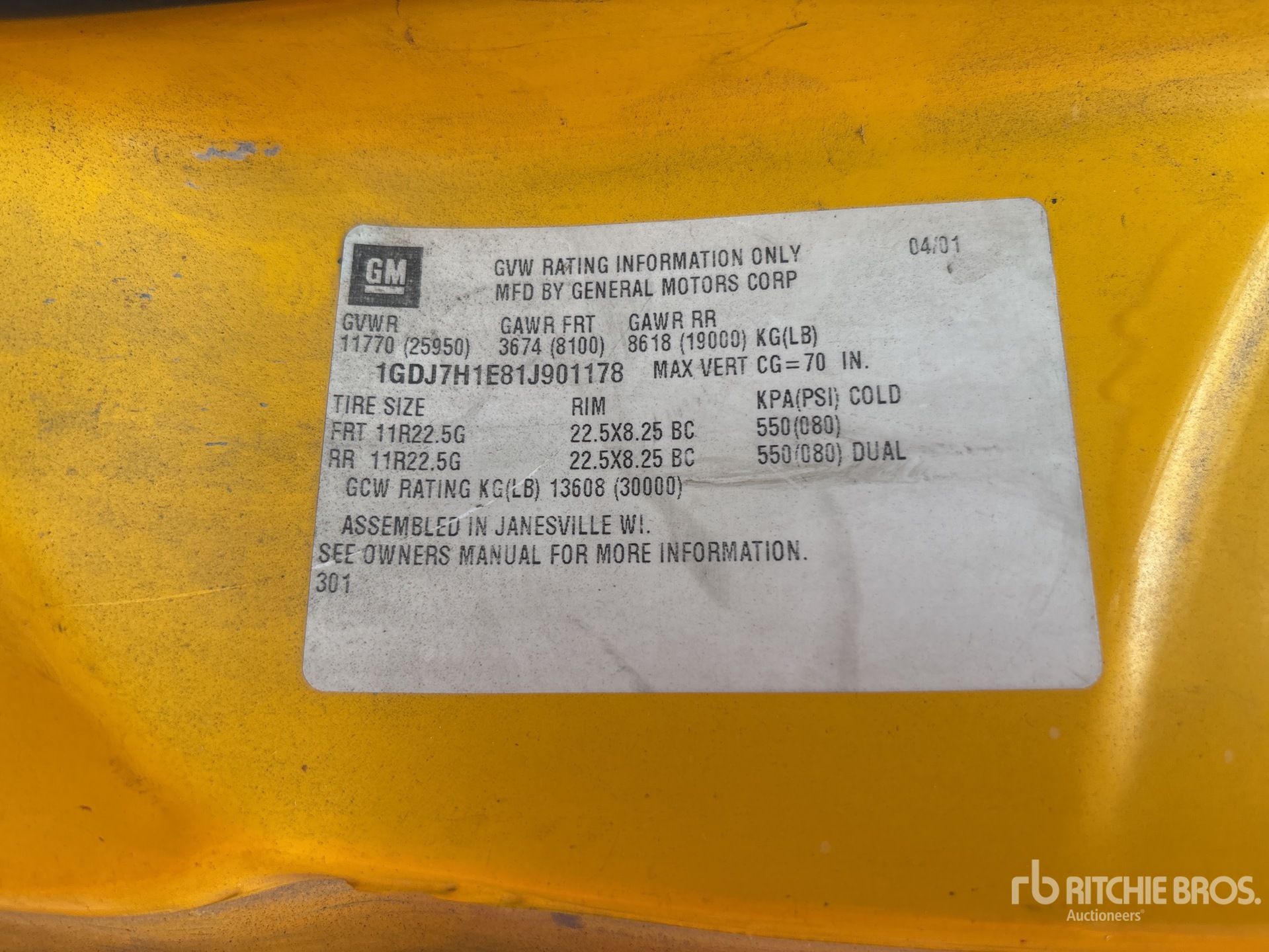 General Appearance with Serial Number / VIN