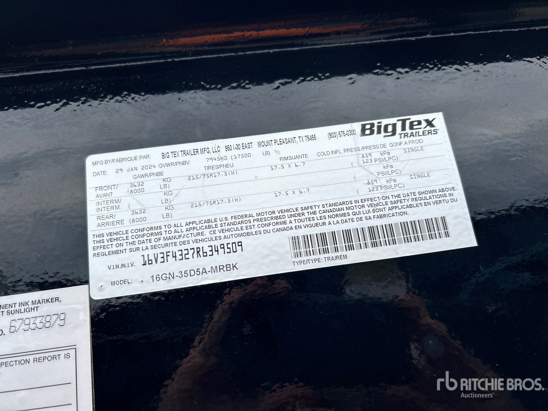 General Appearance with Serial Number / VIN
