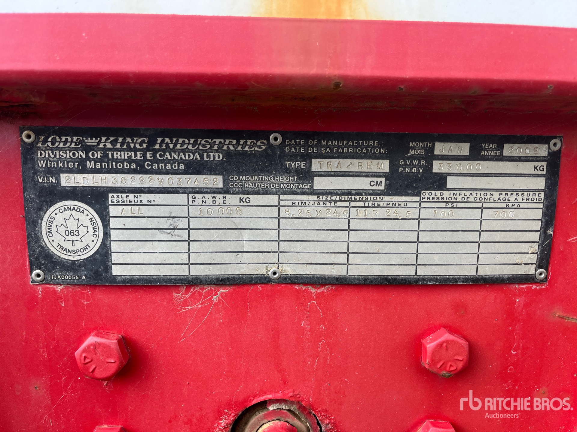 General Appearance with Serial Number / VIN
