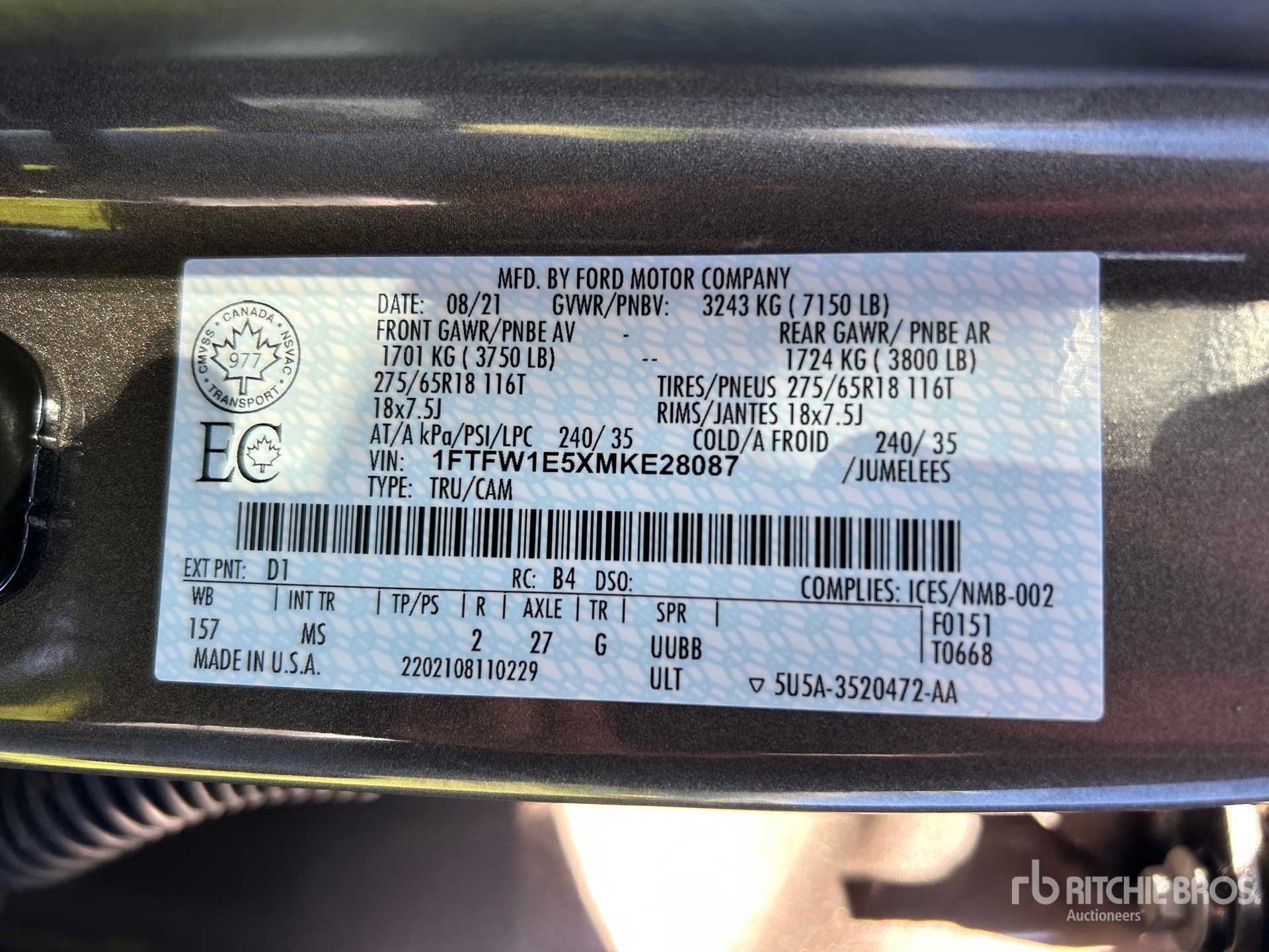 General Appearance with Serial Number / VIN