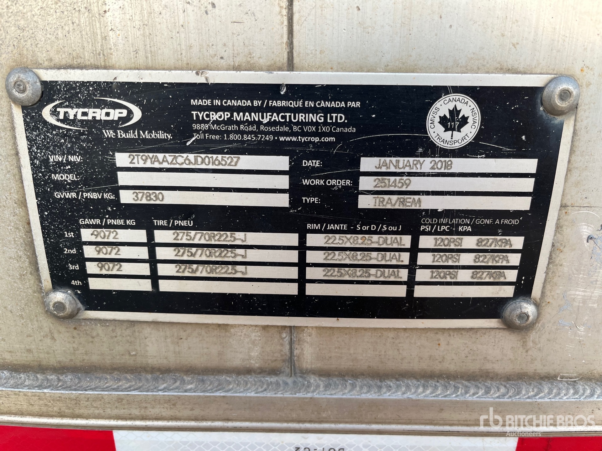 General Appearance with Serial Number / VIN