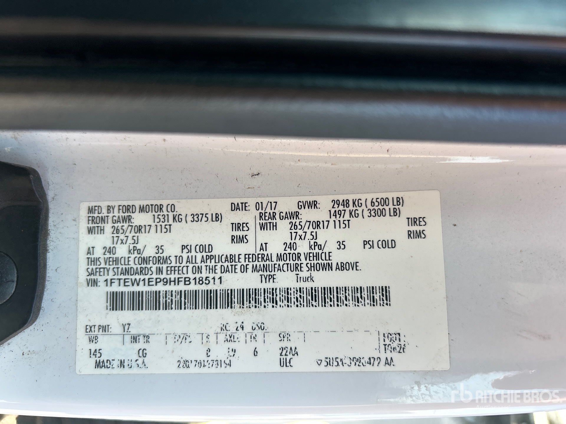 General Appearance with Serial Number / VIN